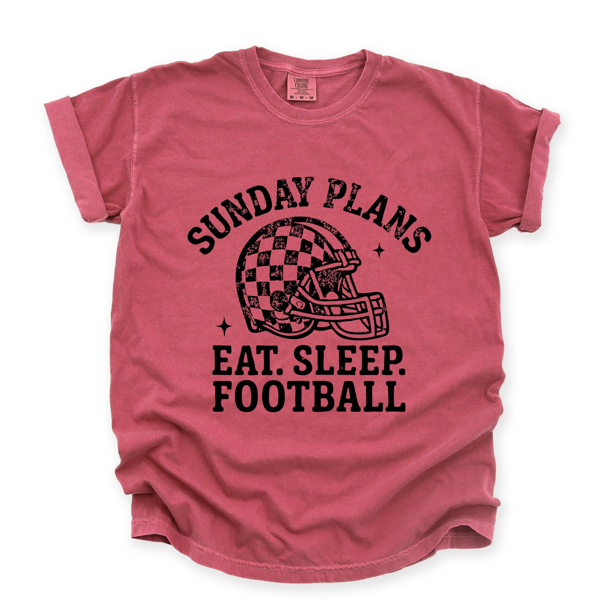 Sunday Plans: Eat. Sleep. Football - Women's Garment Dyed Graphic T-Shirt