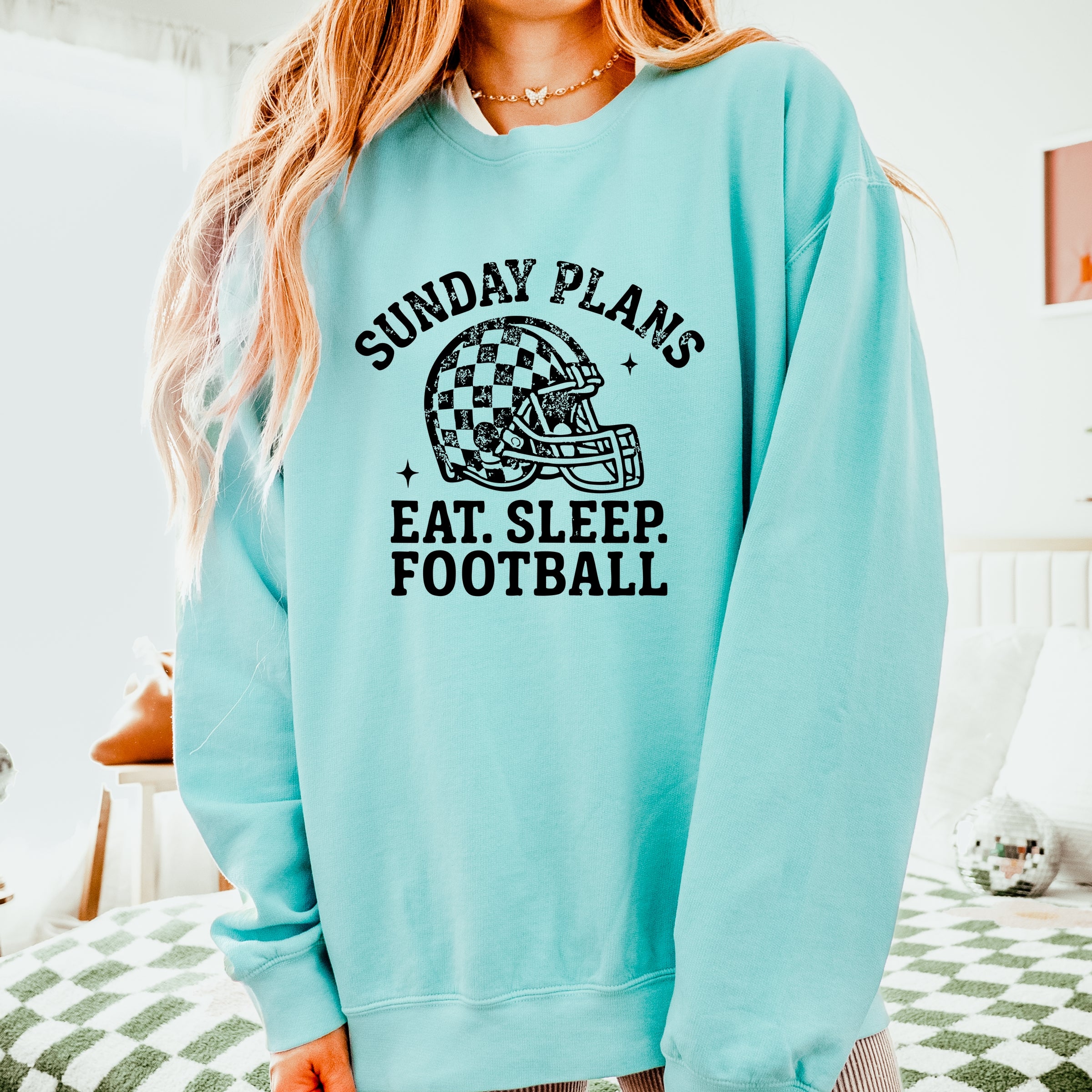 Sunday Plans: Eat. Sleep. Football - Women's Lightweight Garment Dyed Sweatshirt