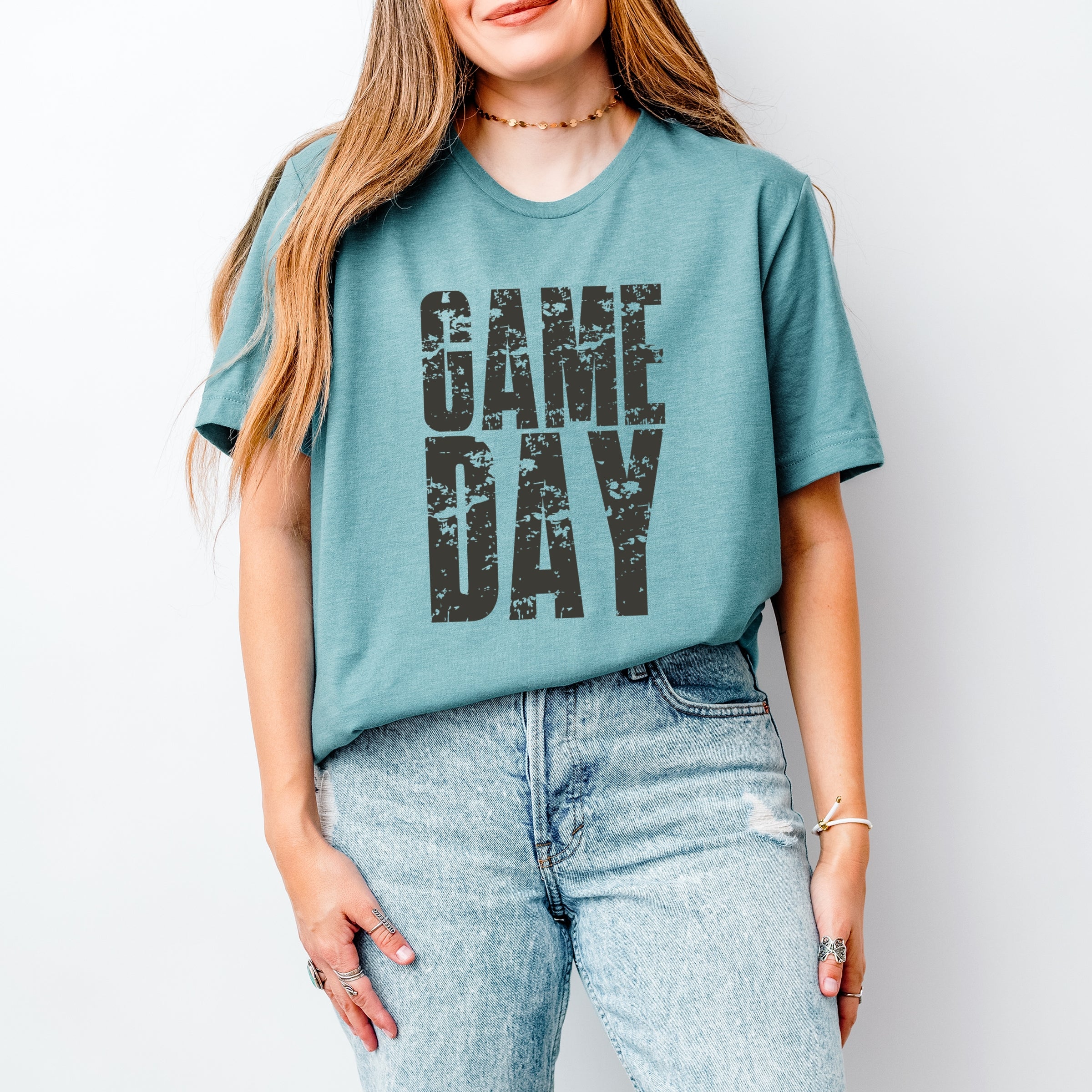 Game Day Block Distressed - Women's Short Sleeve Graphic T-Shirt
