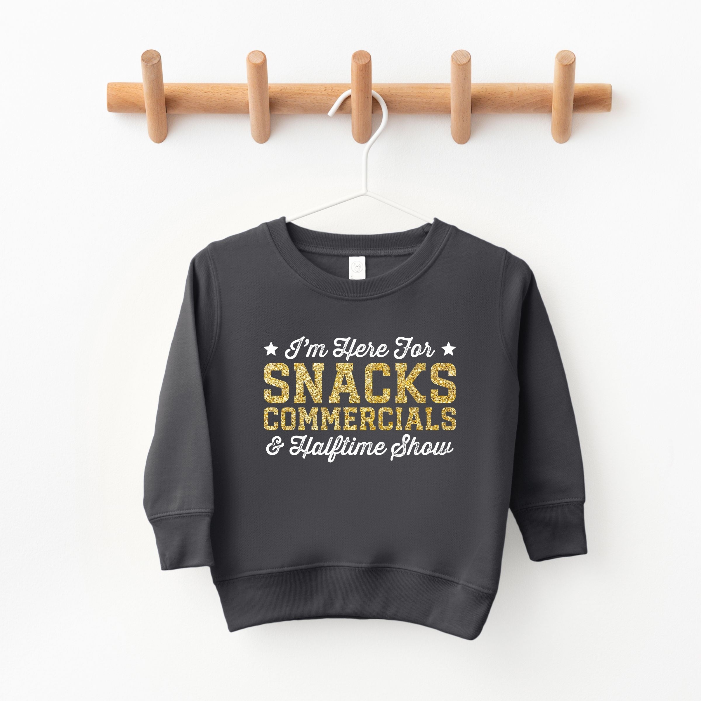 I'm Here For Snacks Commercials & Halftime Show Glitter - Toddler Graphic Sweatshirt