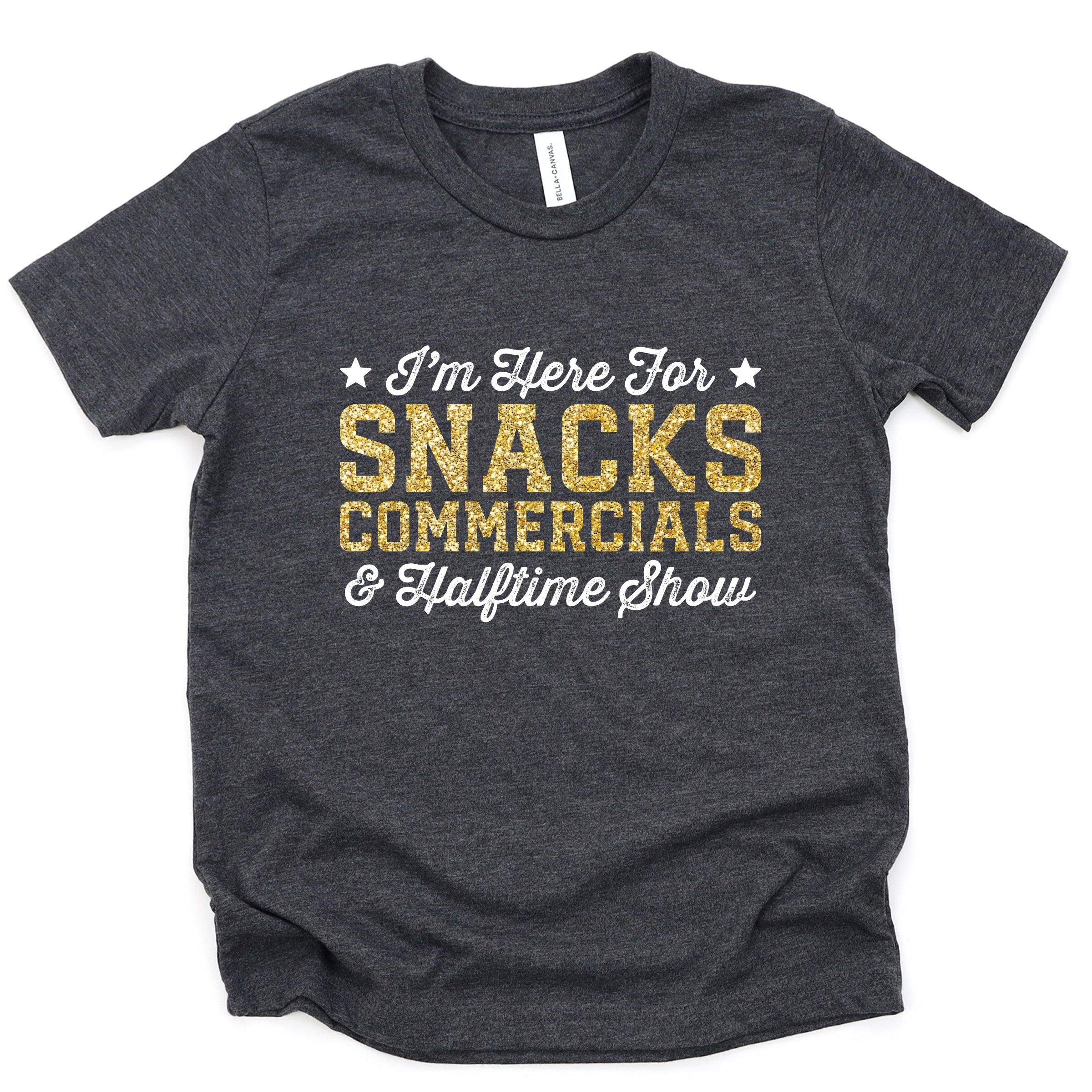 I'm Here For Snacks Commercials & Halftime Show Glitter - Youth Short Sleeve Graphic T-Shirt
