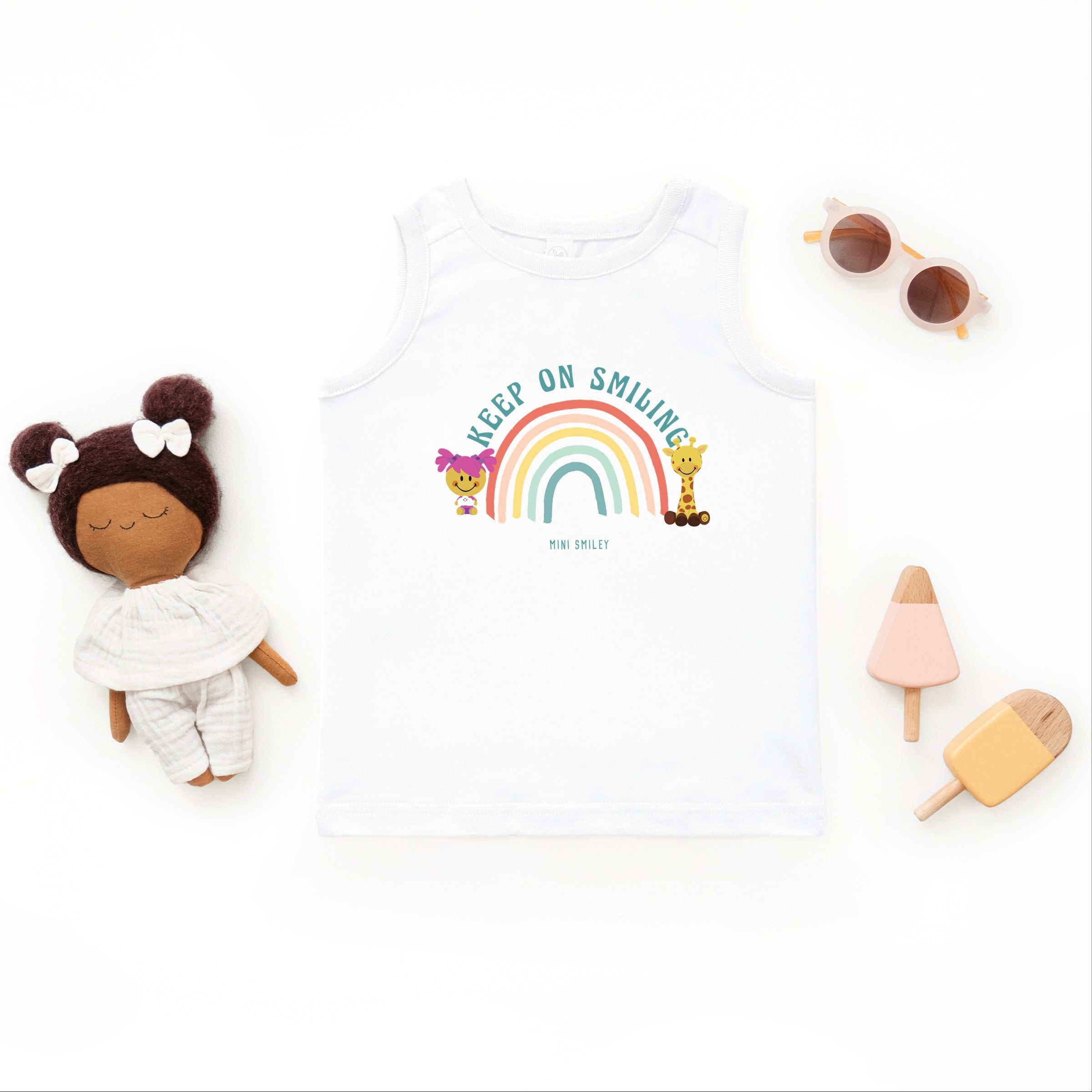Mini Smiley Keep On Smiling Rainbow - Toddler Graphic Tank