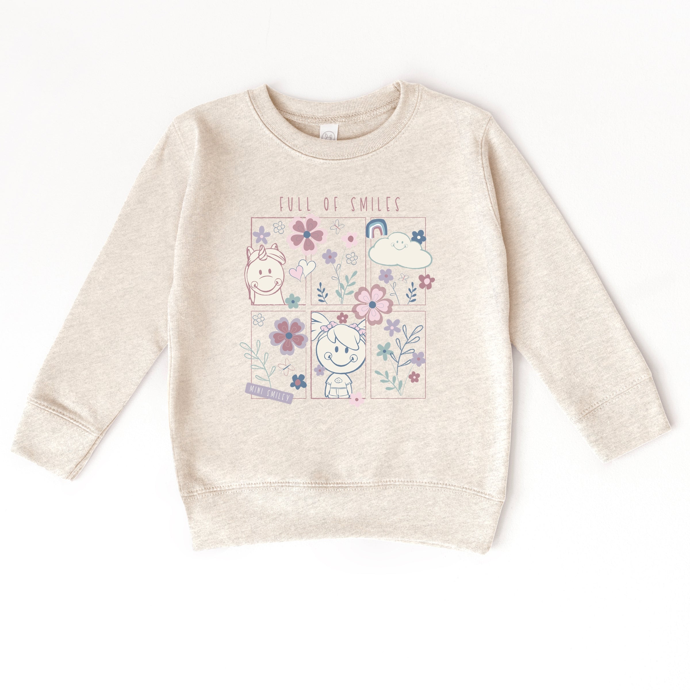 Mini Smiley Full of Smiles Outline - Toddler Graphic Sweatshirt