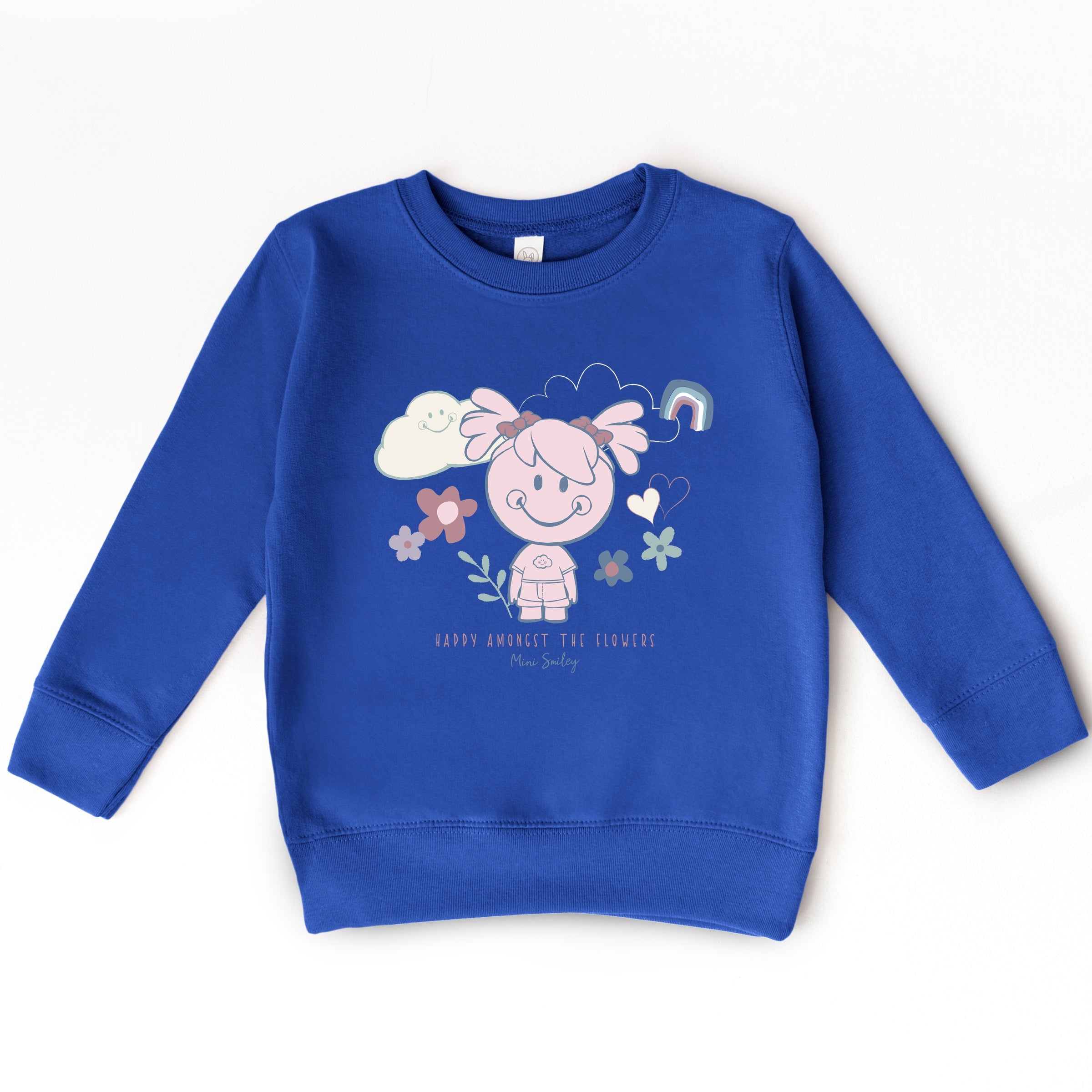Mini Smiley Happy Amongst The Flowers - Toddler Graphic Sweatshirt