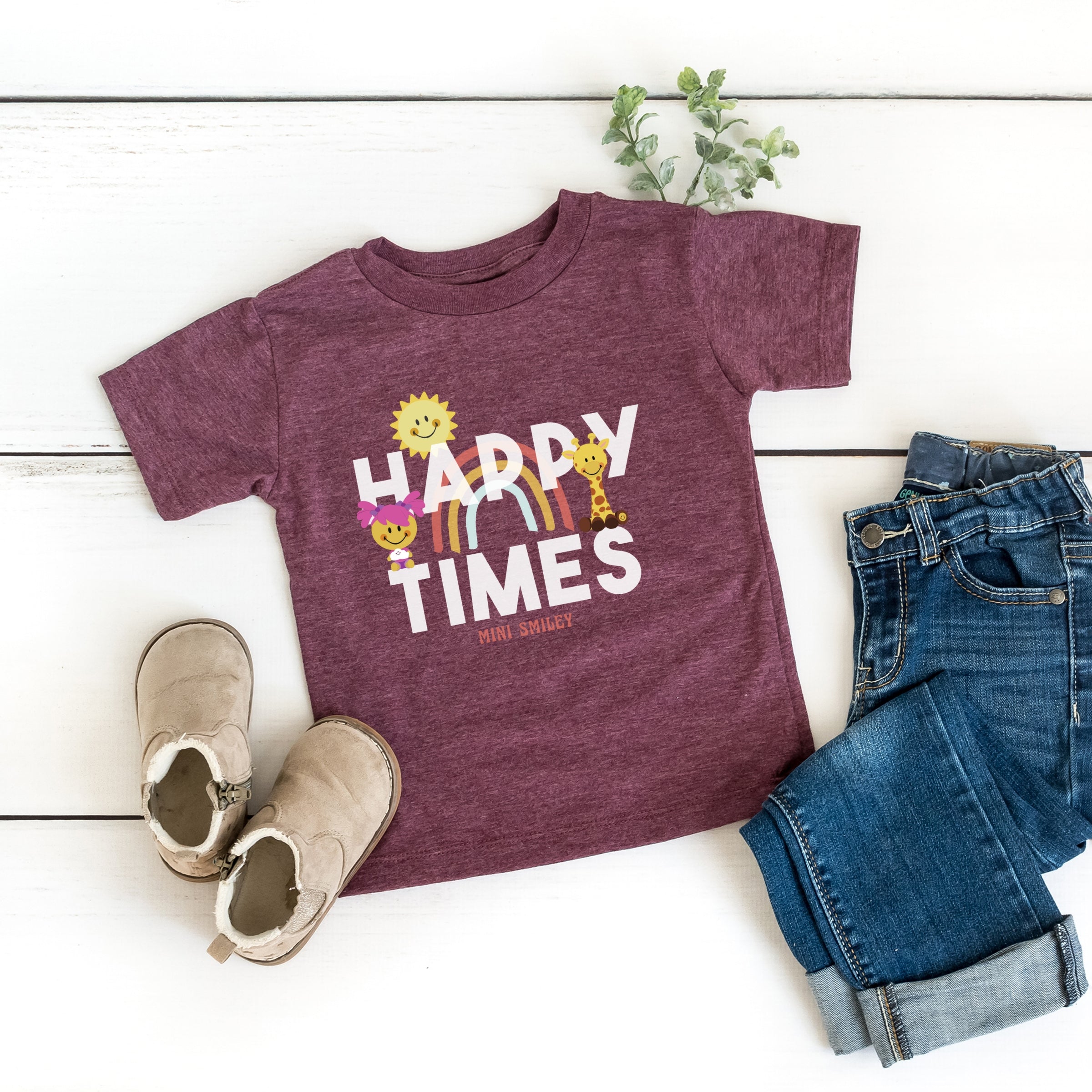 Mini Smiley Happy Times - Toddler Short Sleeve Graphic T-Shirt