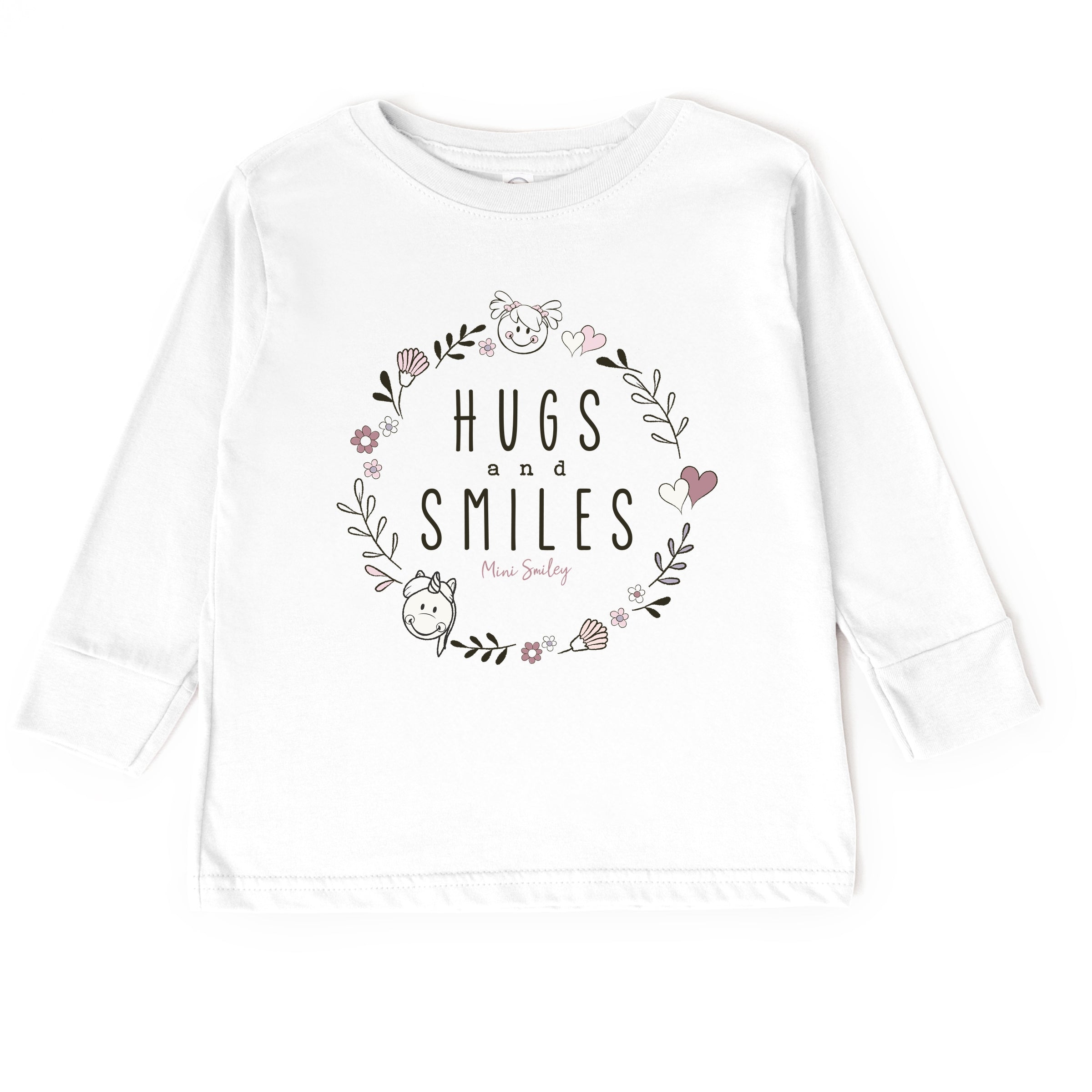 Mini Smiley Hugs and Smiles - Toddler Long Sleeve Graphic Tee