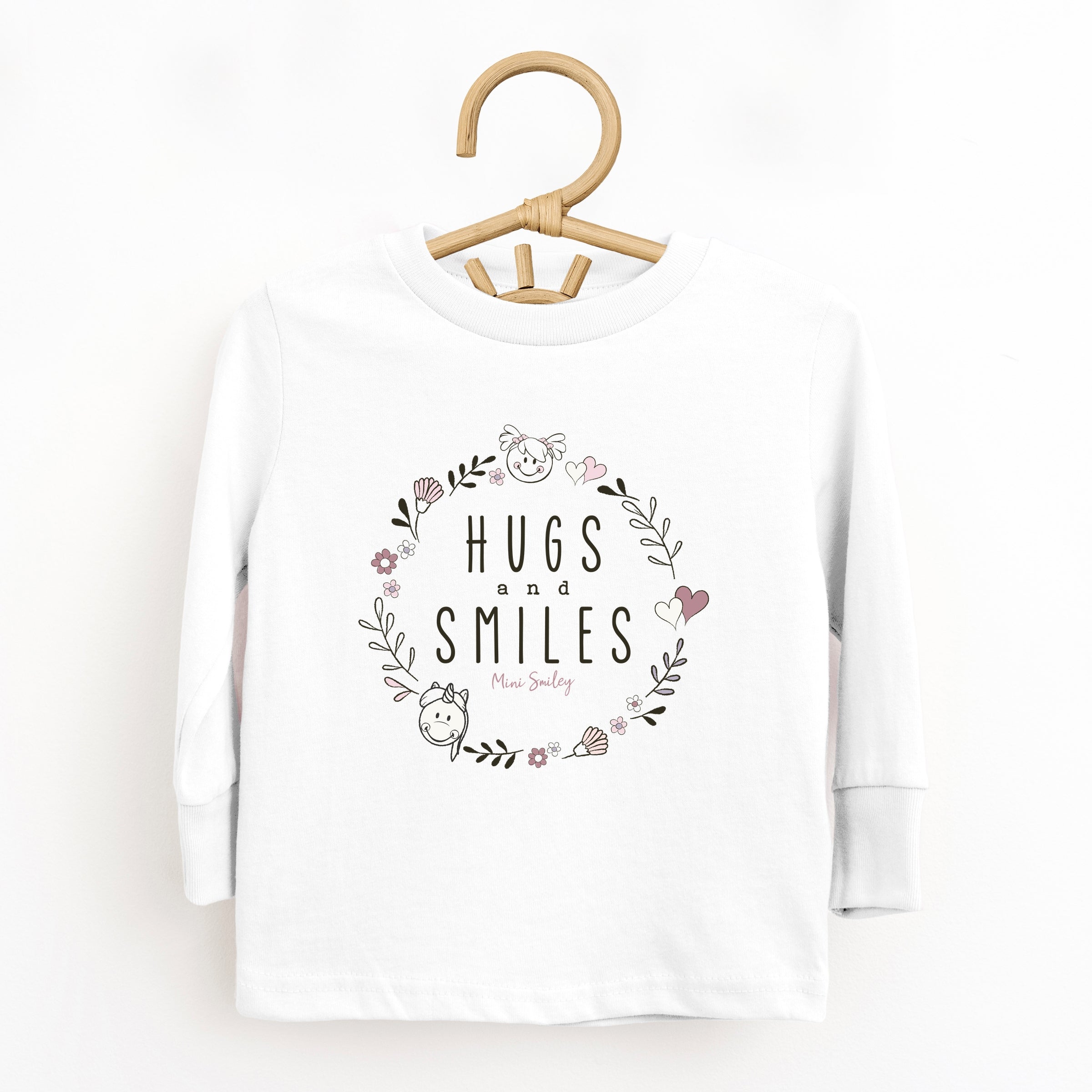 Mini Smiley Hugs and Smiles - Toddler Long Sleeve Graphic Tee