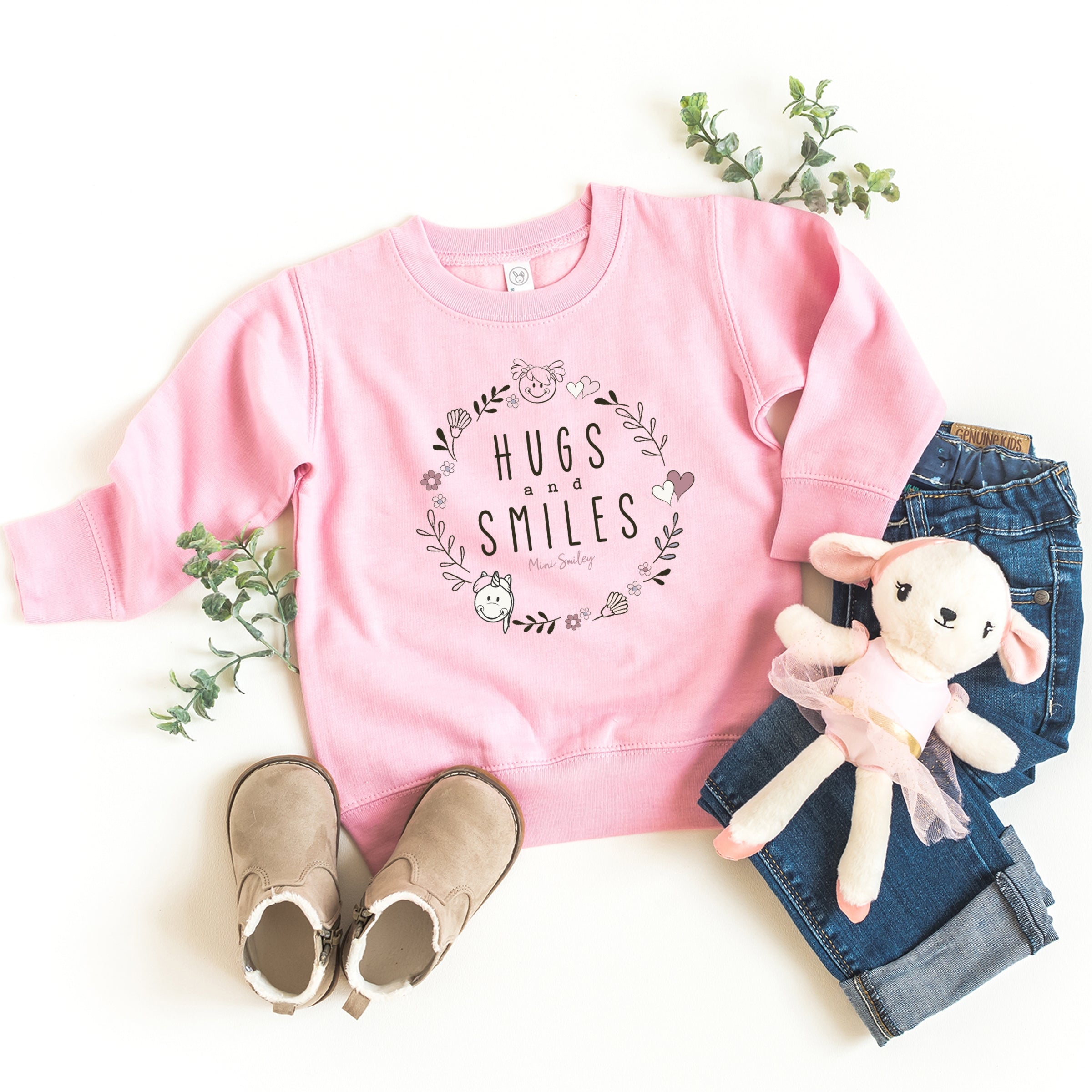 Mini Smiley Hugs and Smiles - Toddler Graphic Sweatshirt