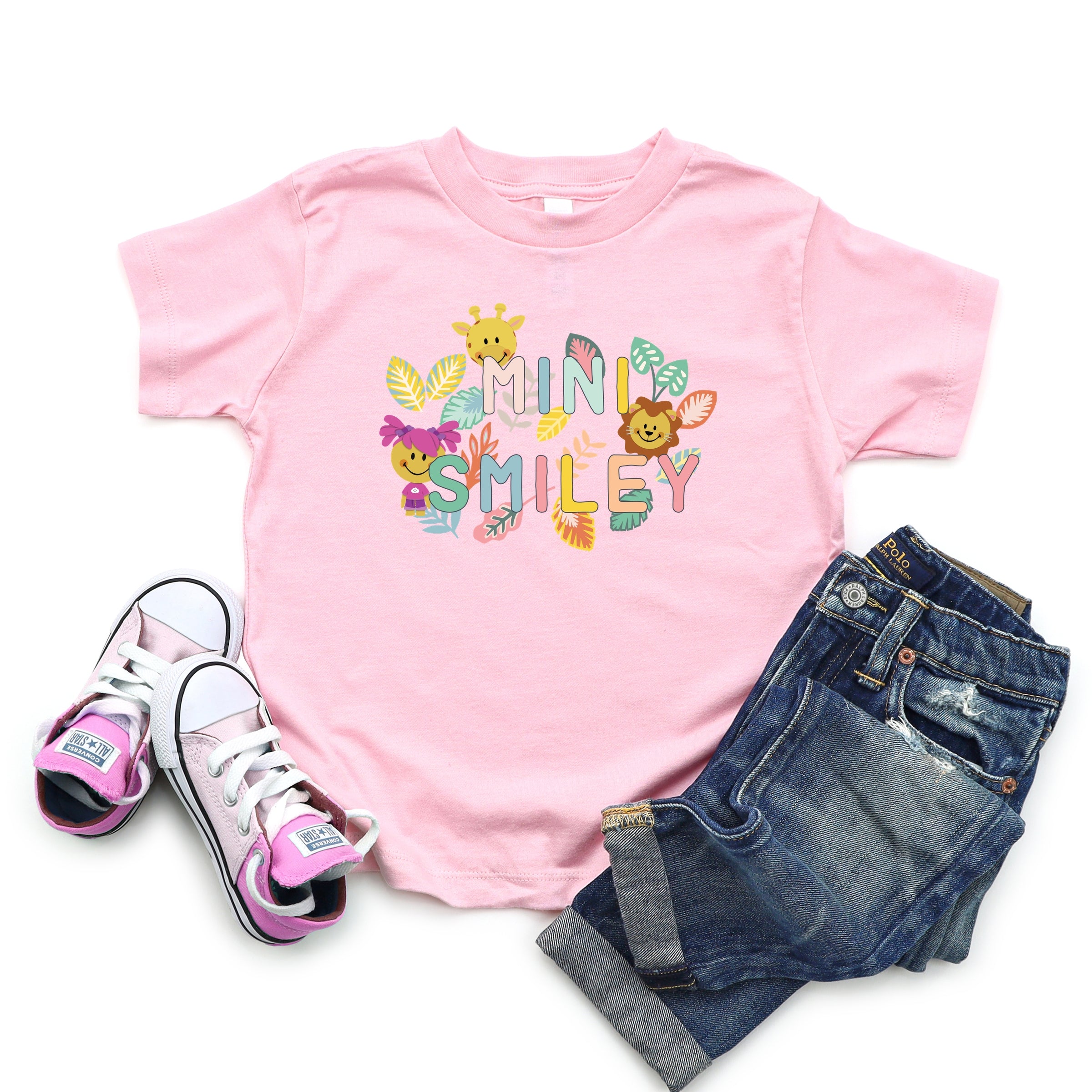 Mini Smiley Leaves - Toddler Short Sleeve Graphic T-Shirt
