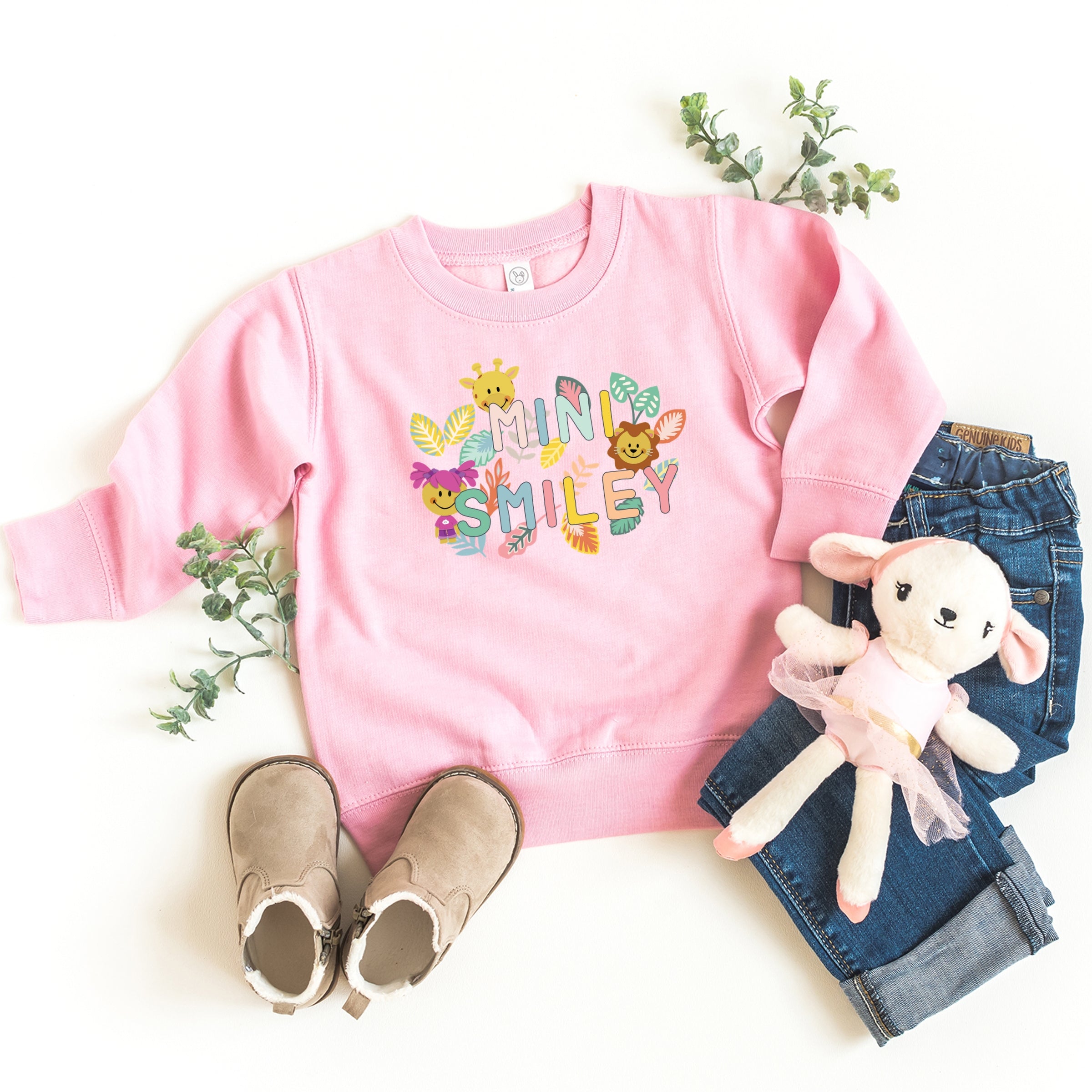 Mini Smiley Leaves - Toddler Graphic Sweatshirt