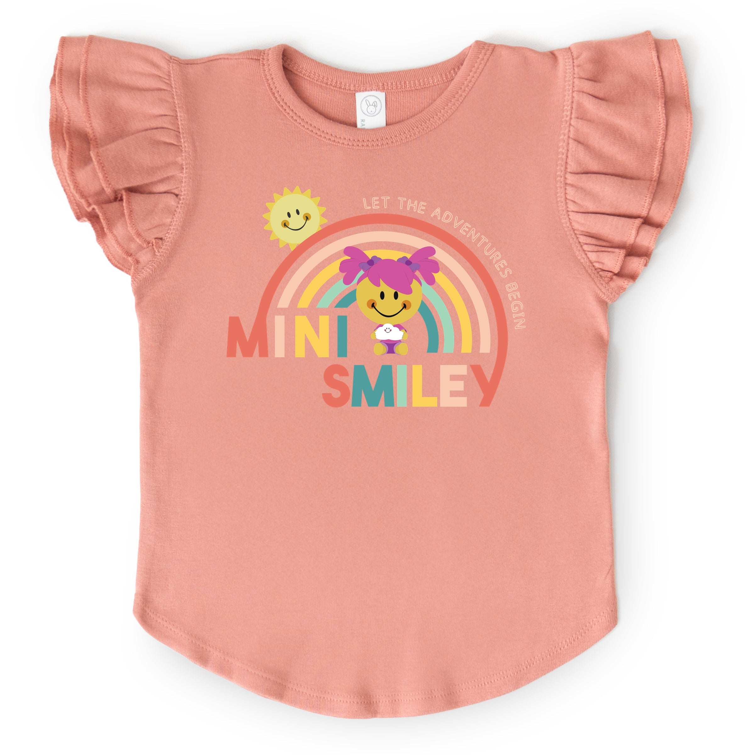 Mini Smiley Let The Adventures Begin Aria - Flutter Sleeve Graphic T-Shirt