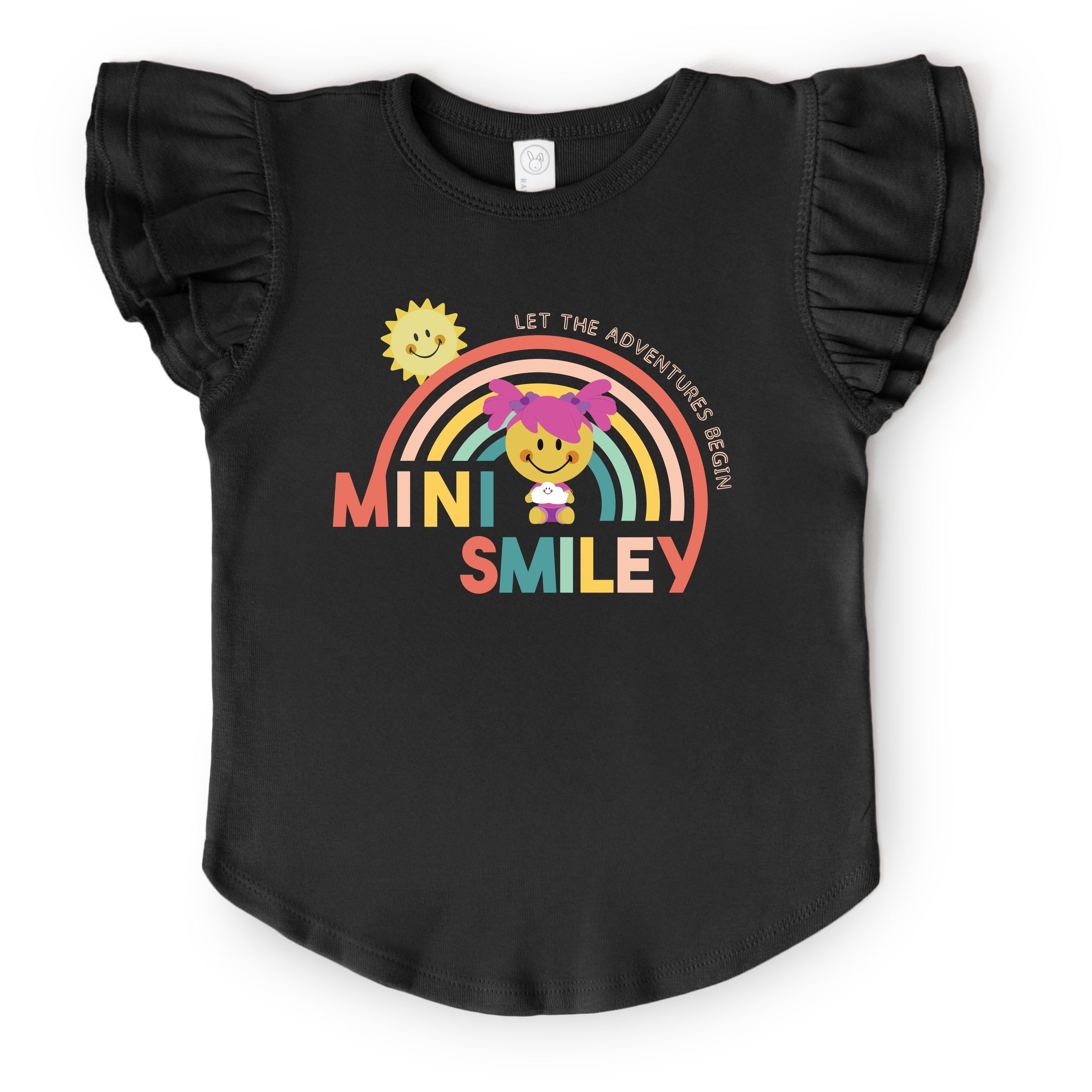Mini Smiley Let The Adventures Begin Aria - Flutter Sleeve Graphic T-Shirt