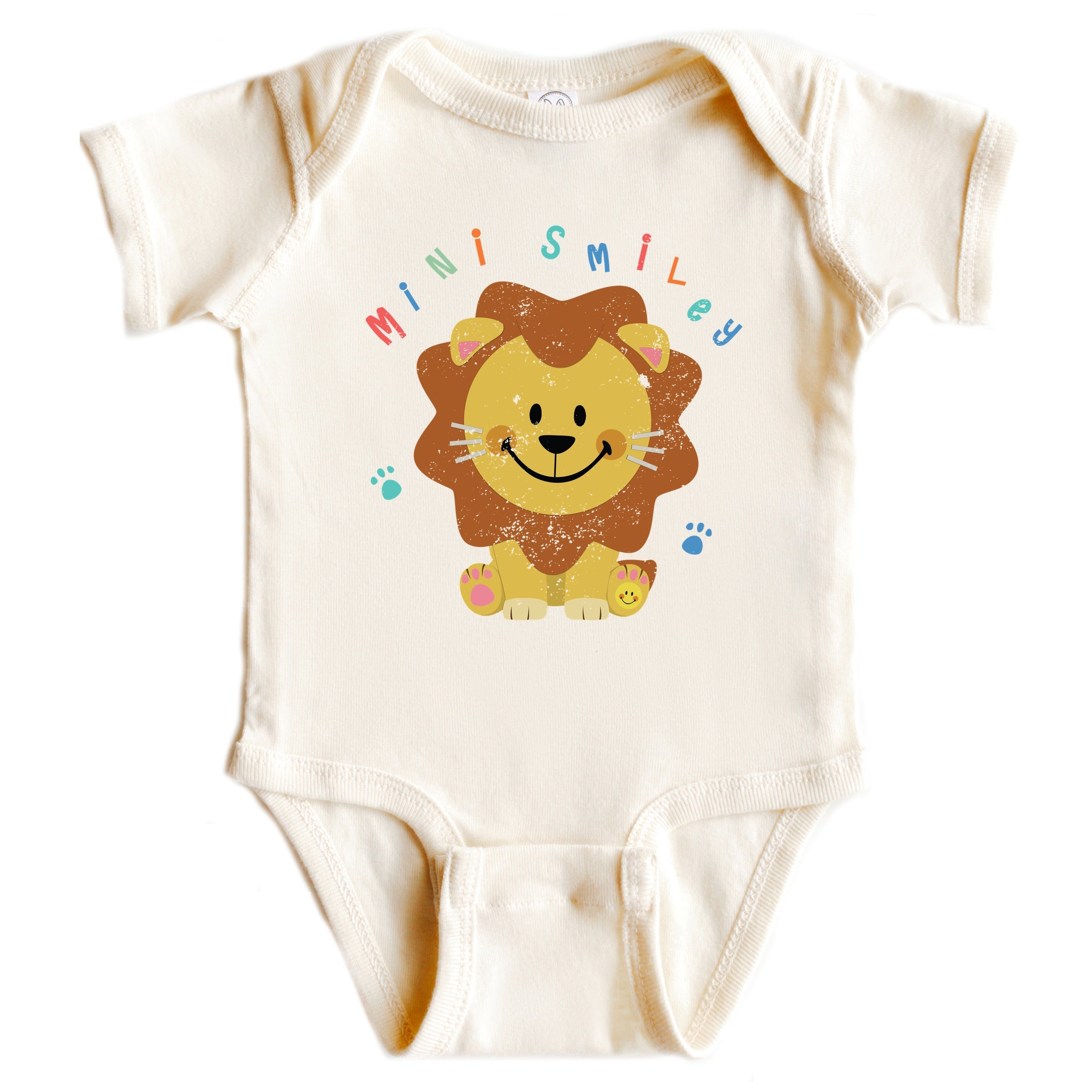 Mini Smiley Lion Paws - Baby Short Sleeve Graphic Bodysuit