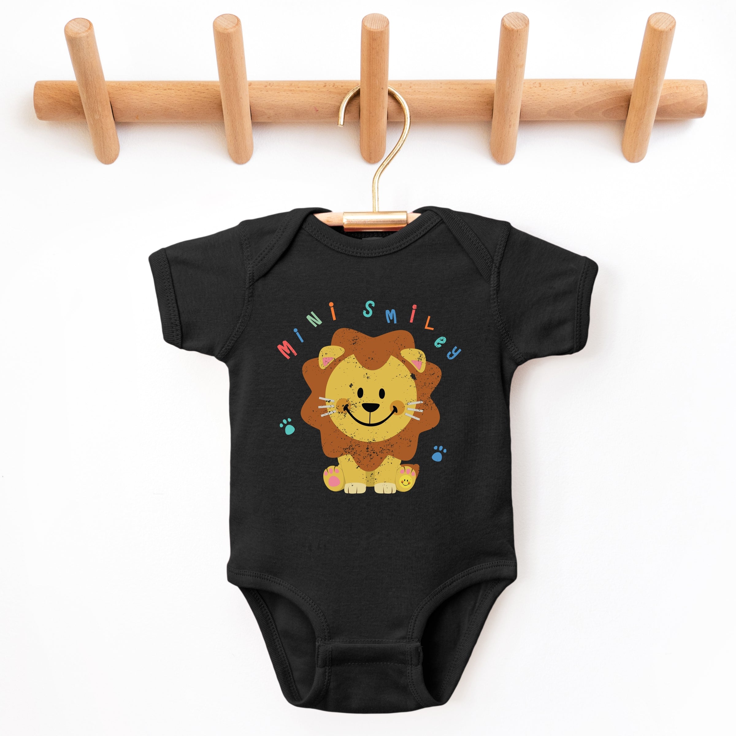 Mini Smiley Lion Paws - Baby Short Sleeve Graphic Bodysuit
