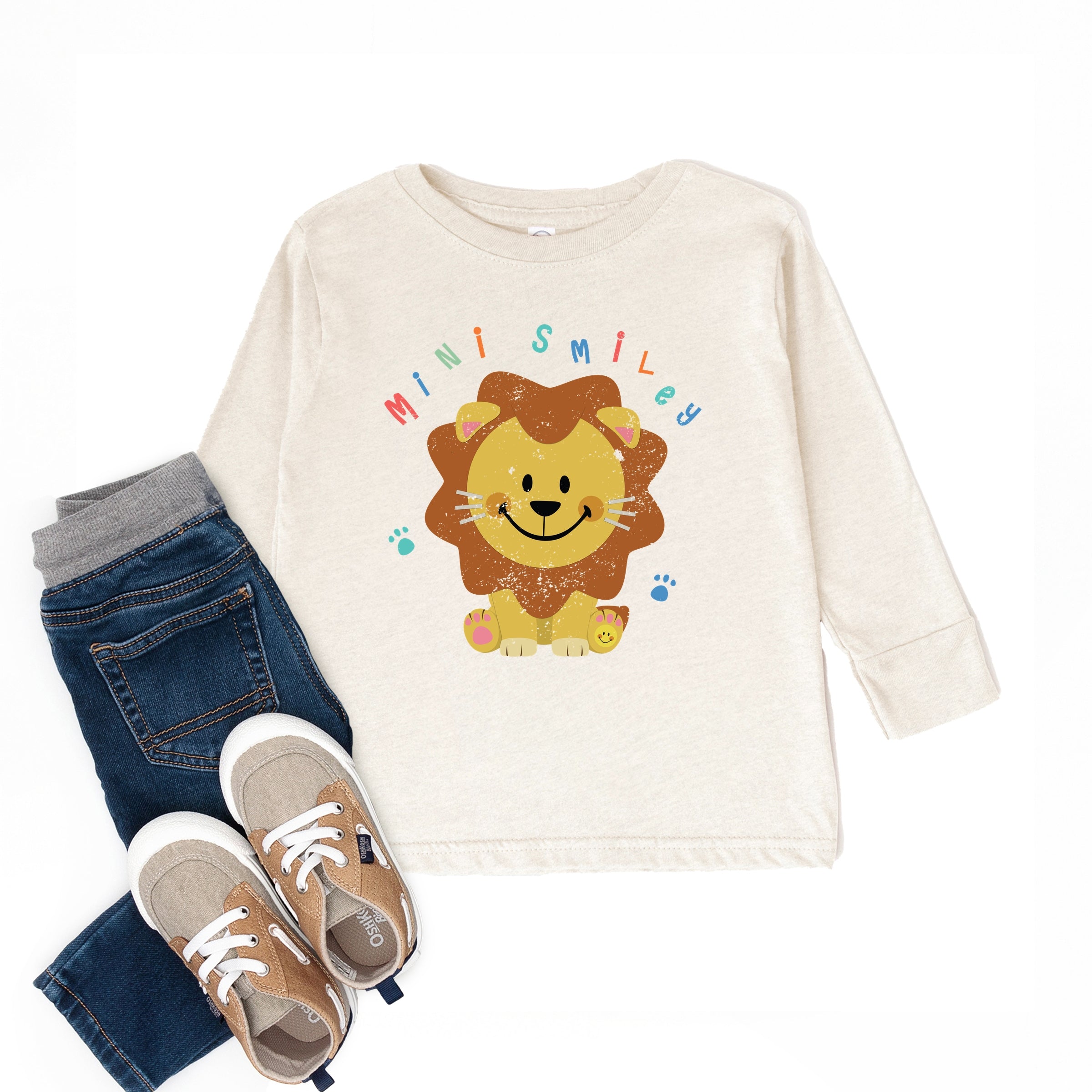 Mini Smiley Lion Paws - Toddler Long Sleeve Graphic Tee