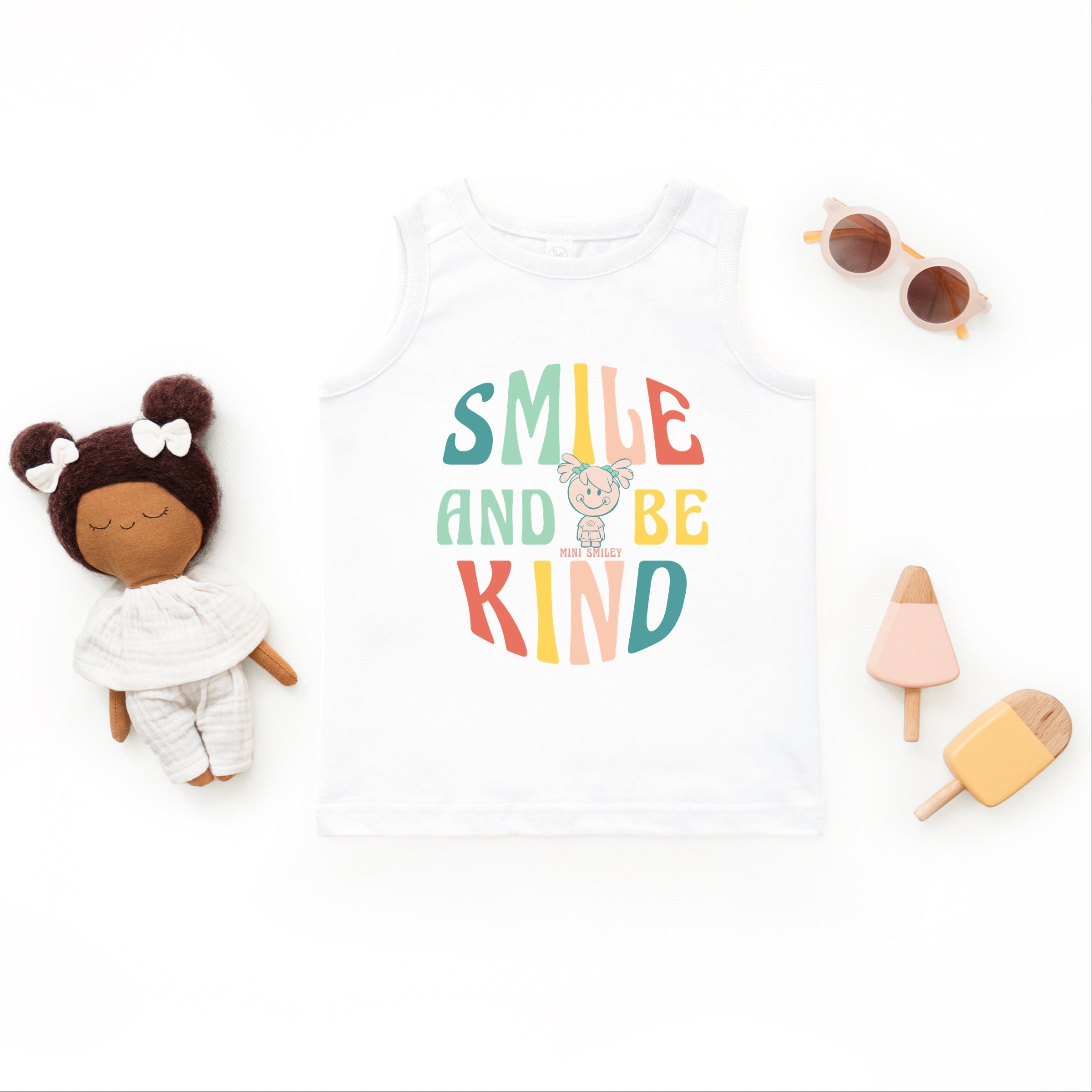 Mini Smiley Smile and Be Kind Aria - Toddler Graphic Tank