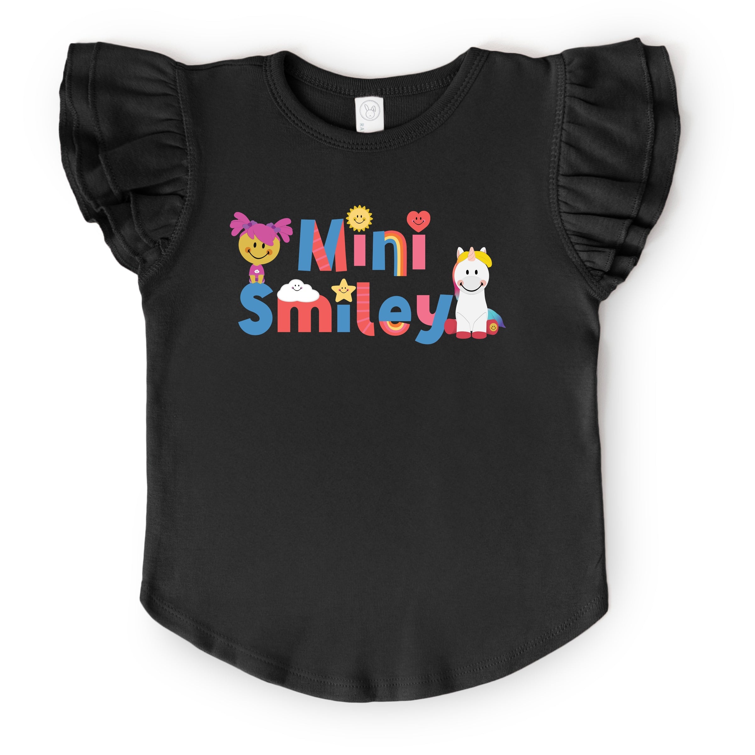 Mini Smiley Icons Unicorn - Flutter Sleeve Graphic T-Shirt
