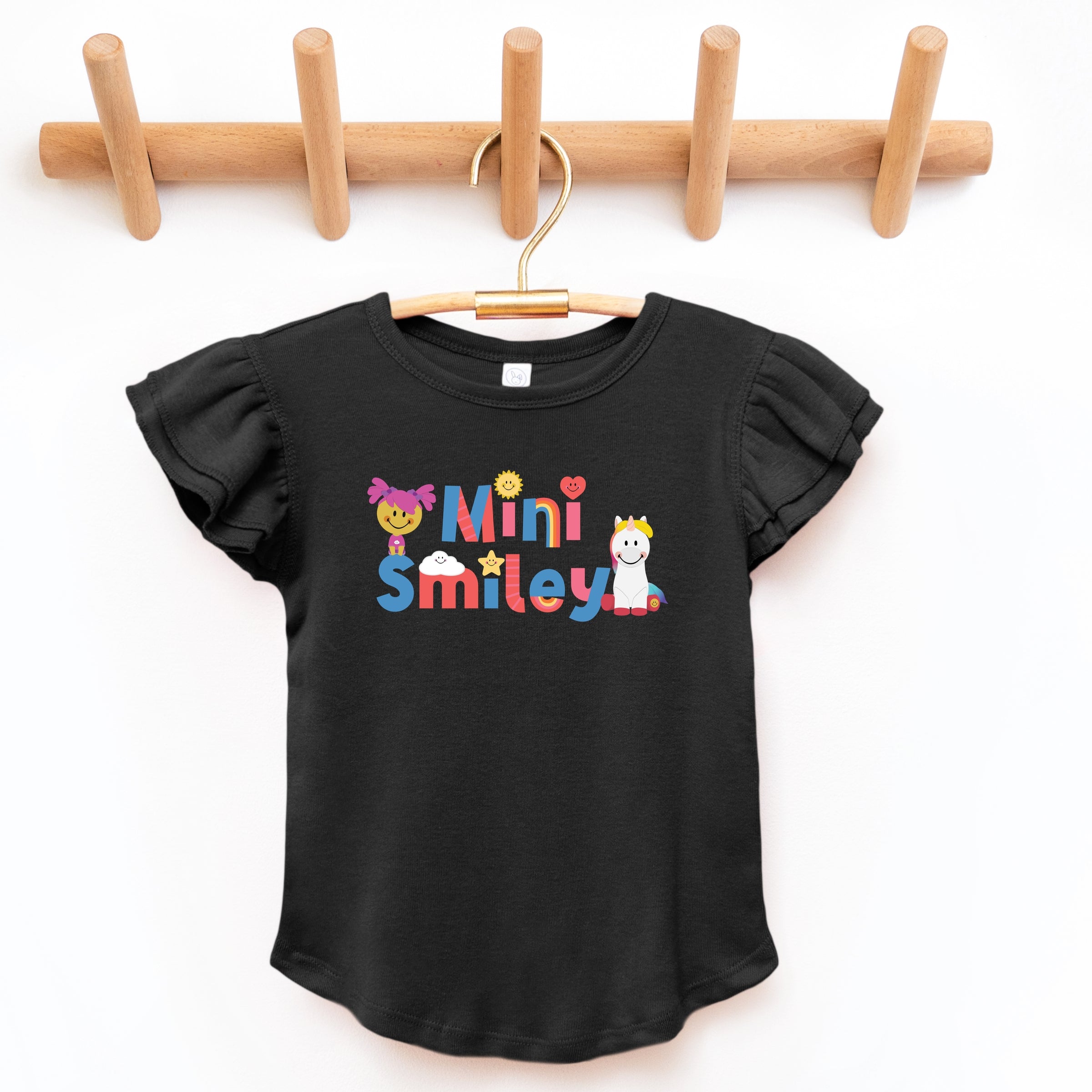 Mini Smiley Icons Unicorn - Flutter Sleeve Graphic T-Shirt