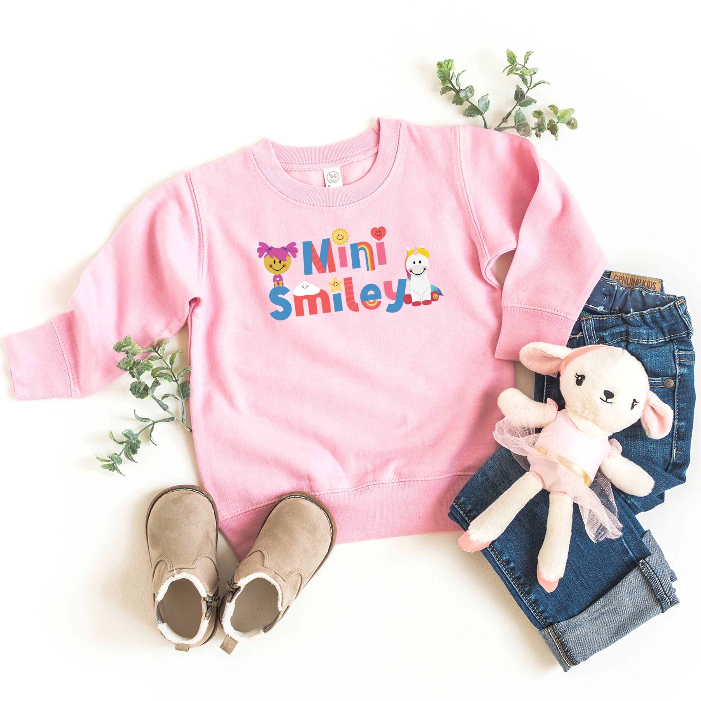 Mini Smiley Icons Unicorn - Toddler Graphic Sweatshirt