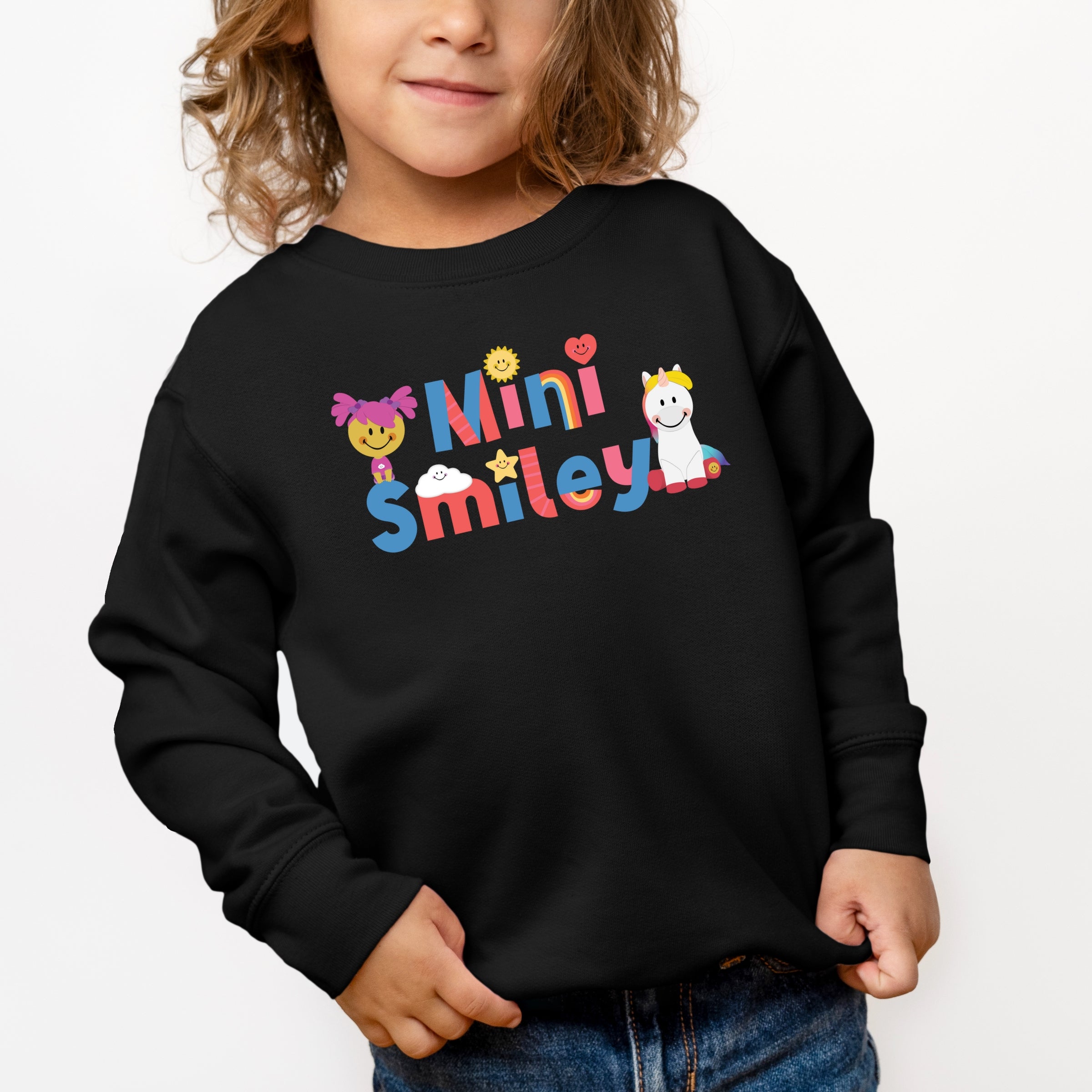 Mini Smiley Icons Unicorn - Toddler Graphic Sweatshirt