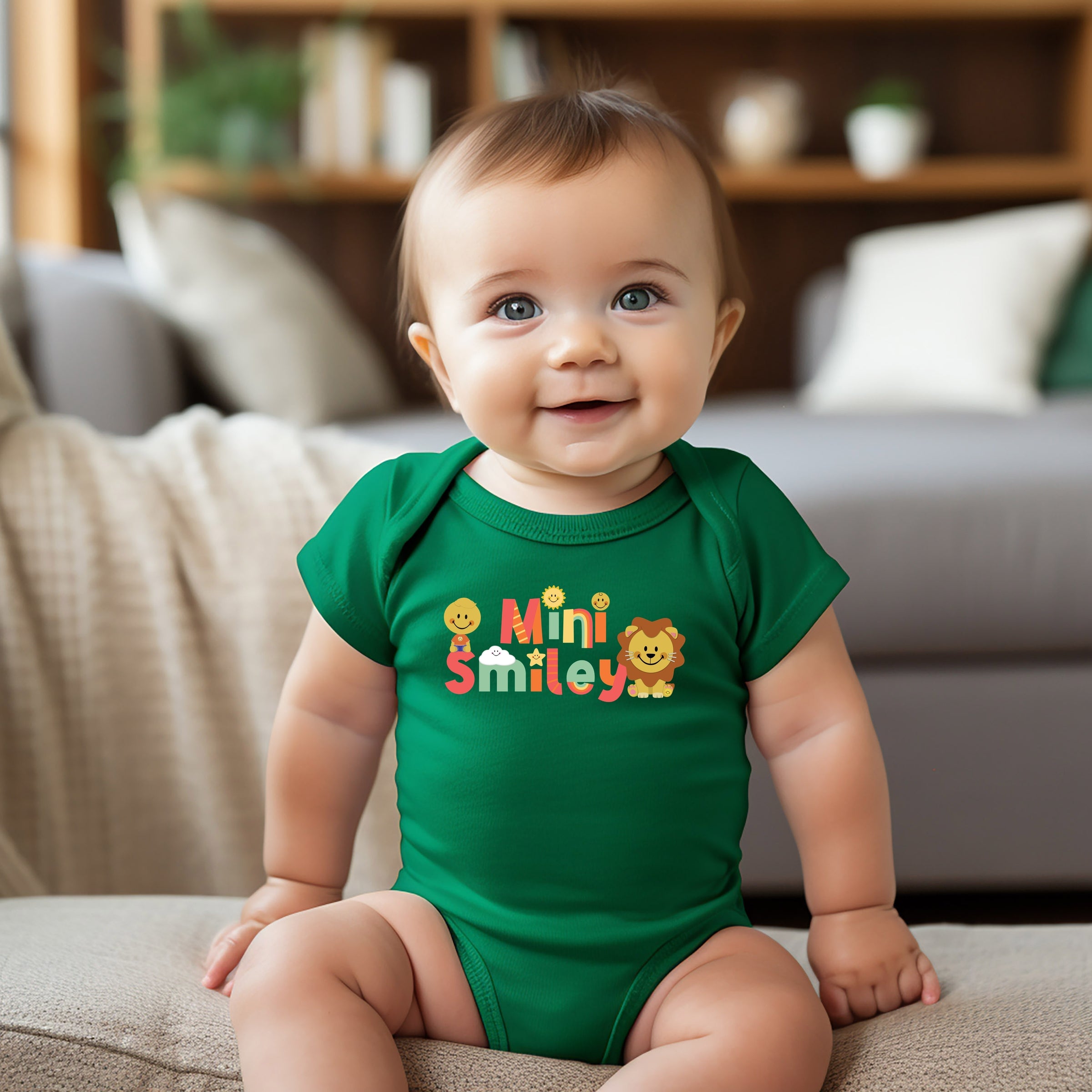 Mini Smiley Icons Lion - Baby Short Sleeve Graphic Bodysuit