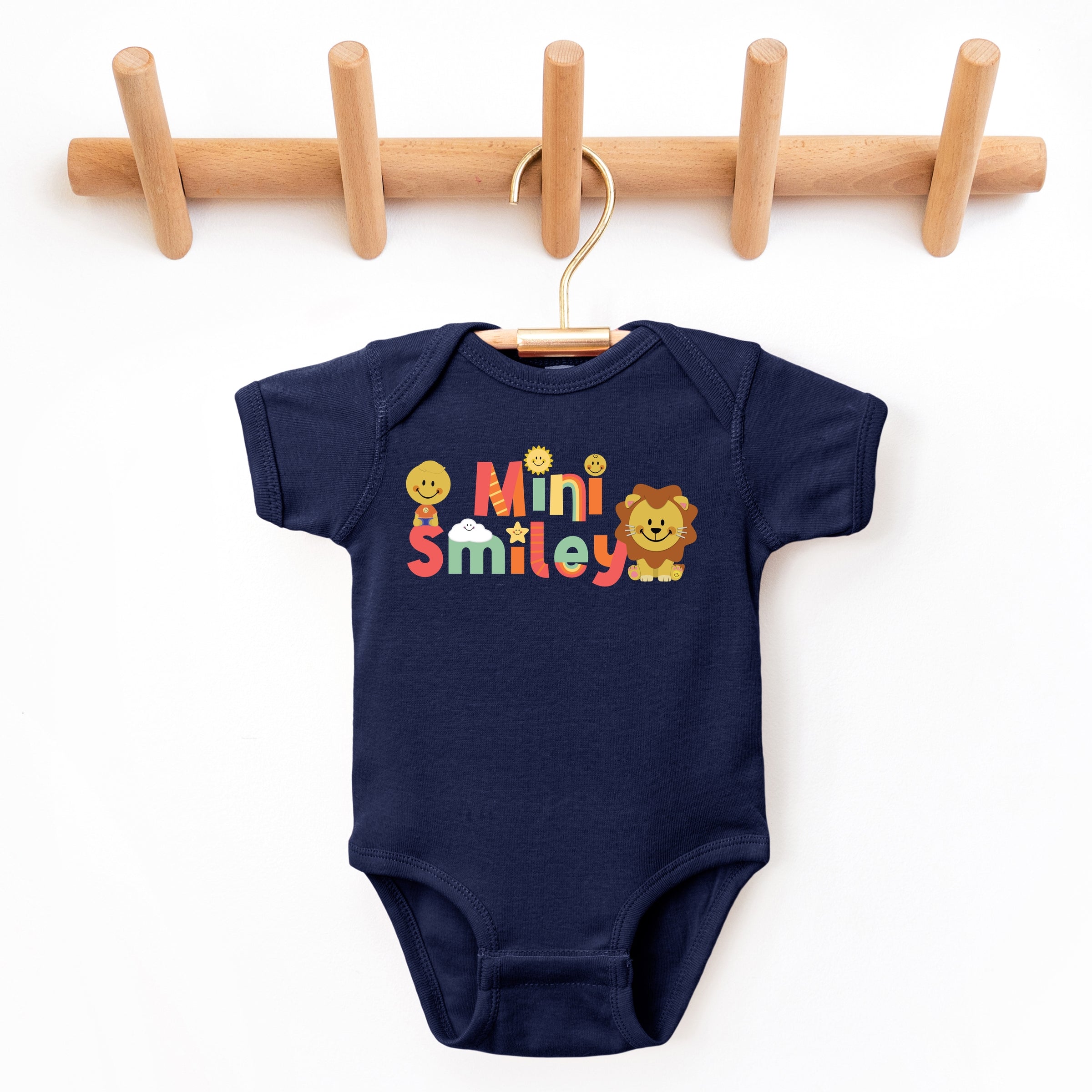 Mini Smiley Icons Lion - Baby Short Sleeve Graphic Bodysuit