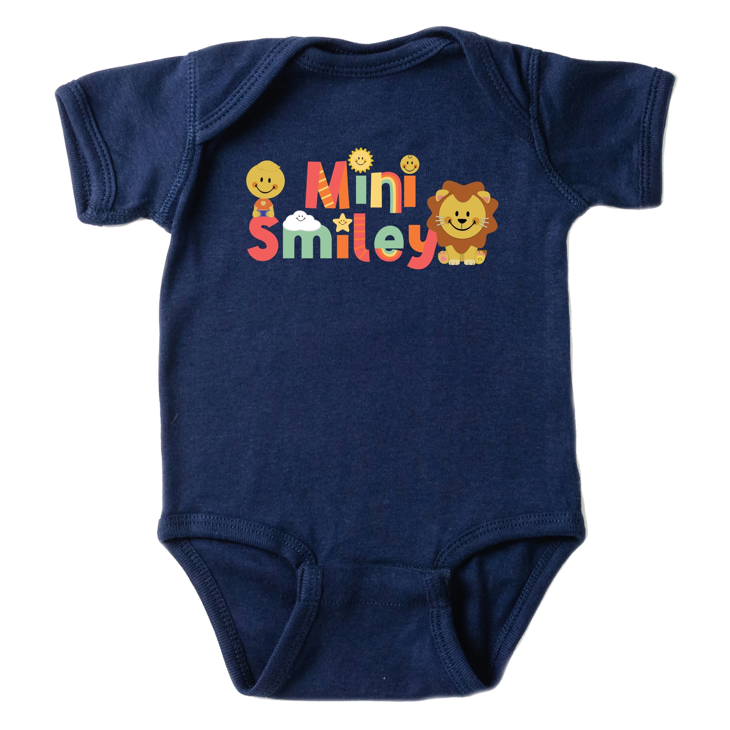 Mini Smiley Icons Lion - Baby Short Sleeve Graphic Bodysuit