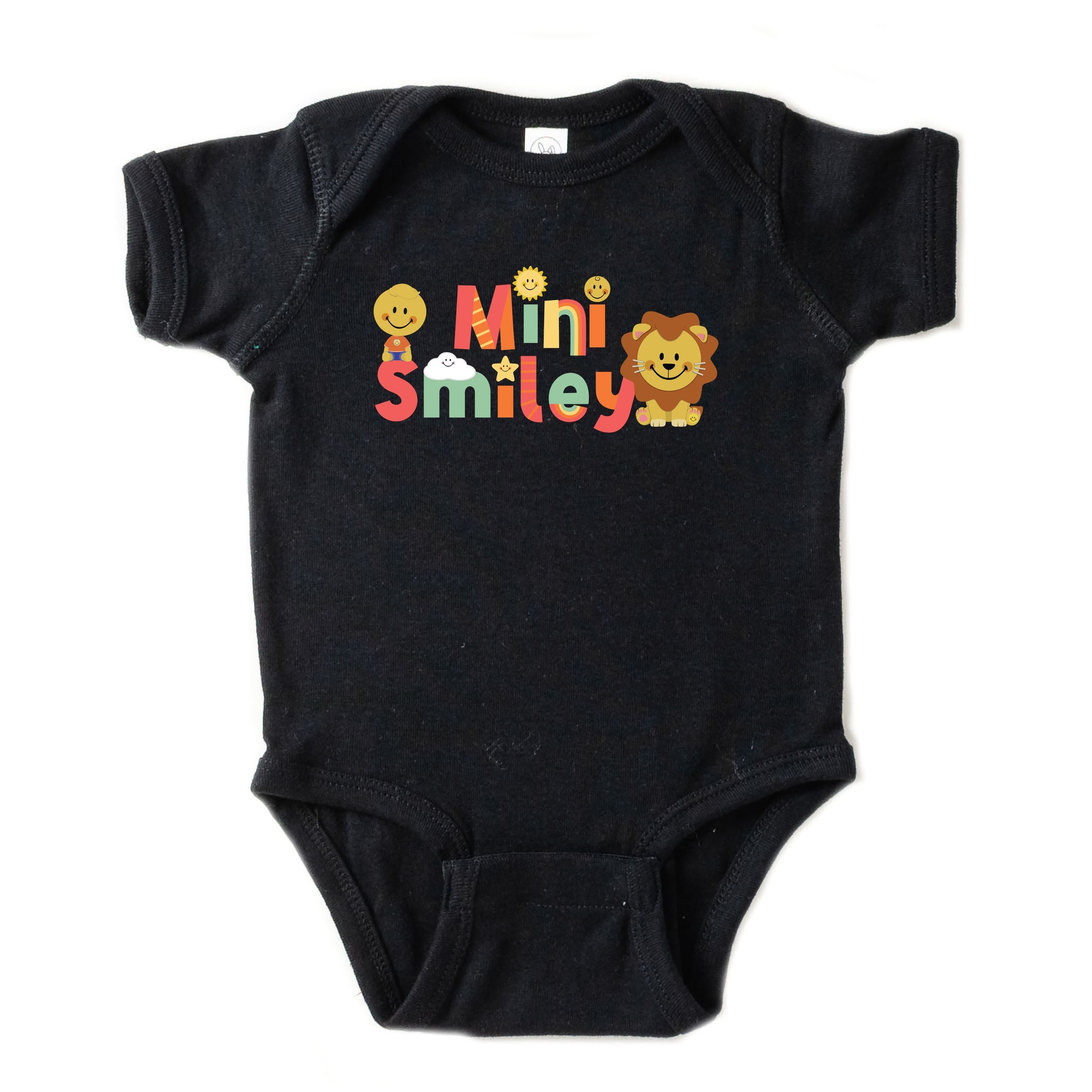 Mini Smiley Icons Lion - Baby Short Sleeve Graphic Bodysuit