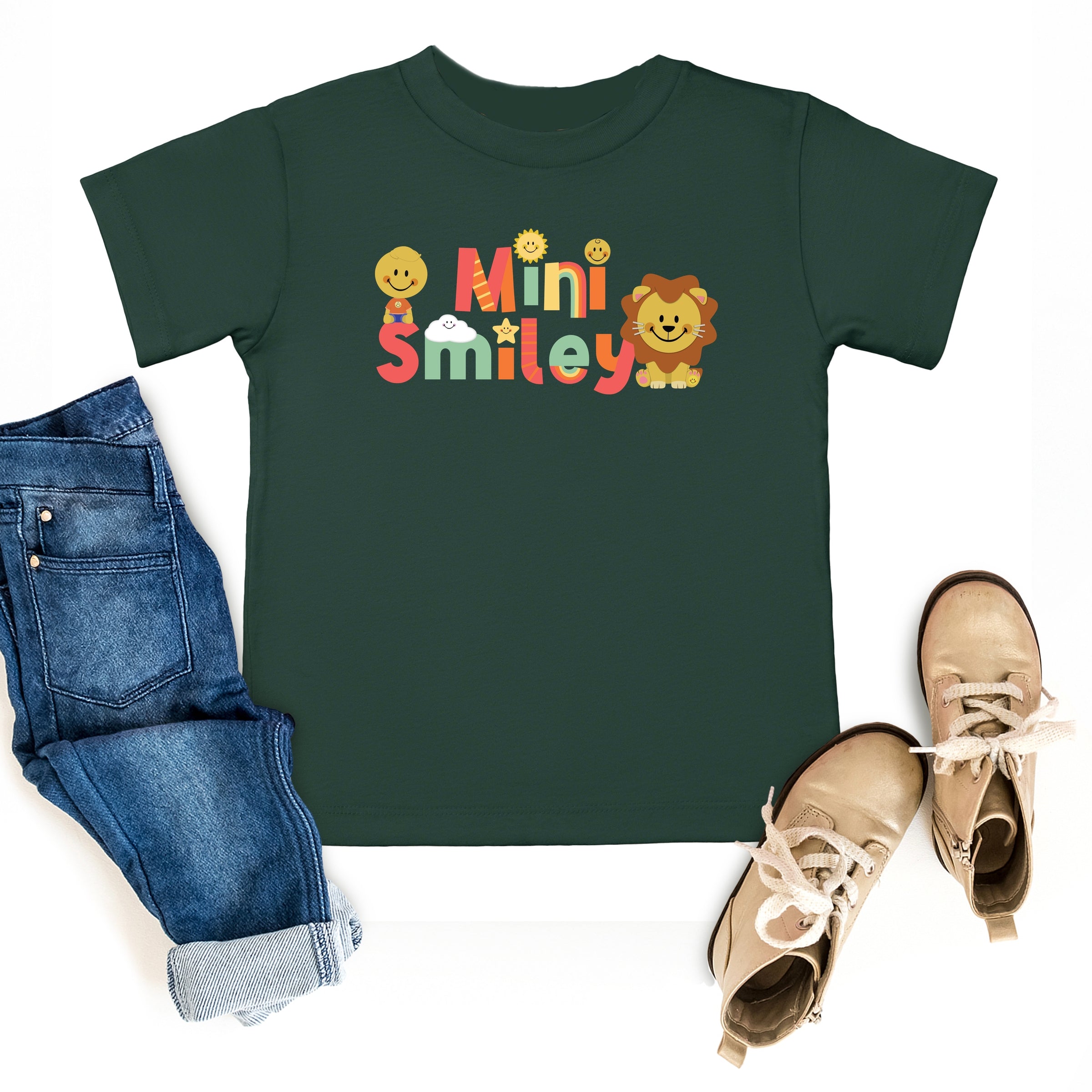 Mini Smiley Icons Lion - Toddler Short Sleeve Graphic T-Shirt