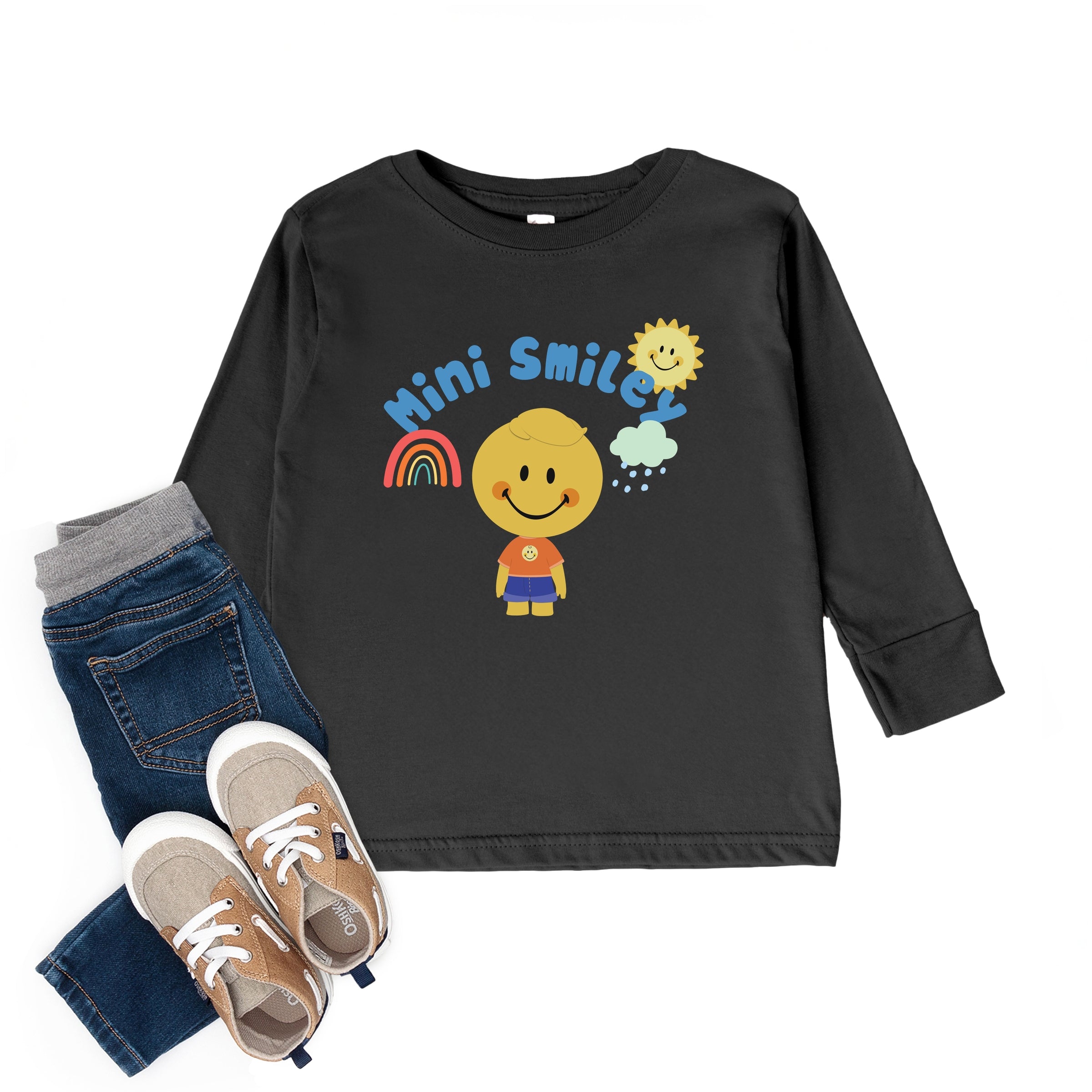 Mini Smiley Rainbow Cloud Lumi - Toddler Long Sleeve Graphic Tee