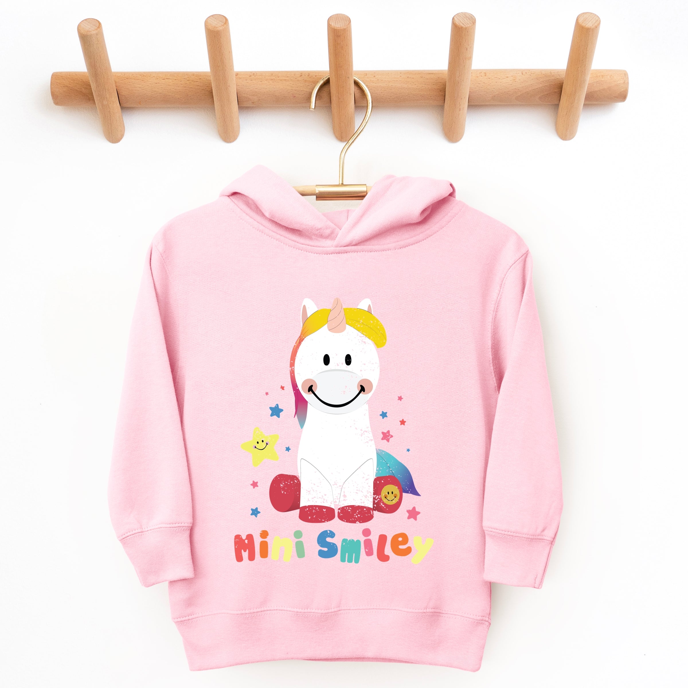 Mini Smiley Unicorn Distressed - Toddler Hoodie