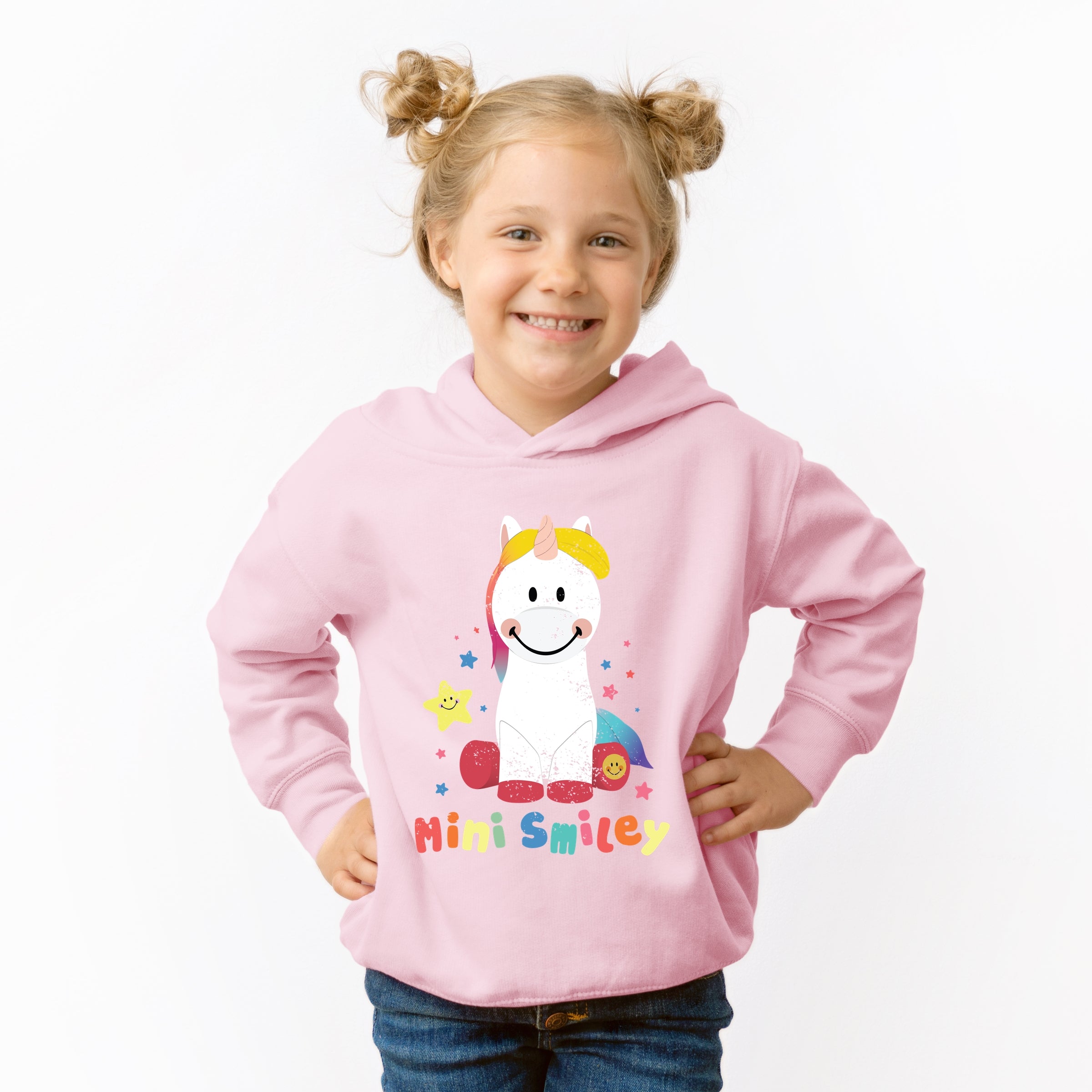 Mini Smiley Unicorn Distressed - Toddler Hoodie