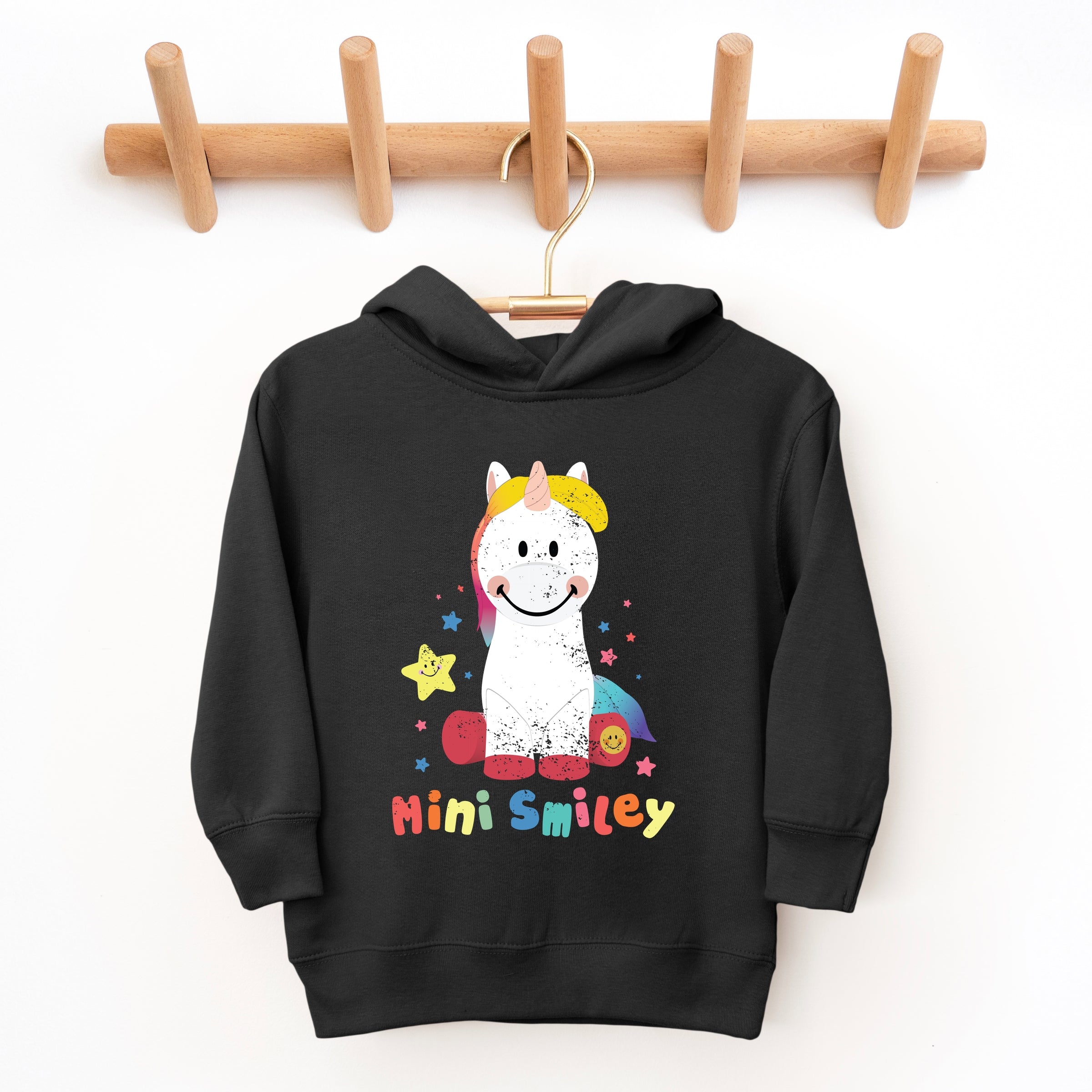 Mini Smiley Unicorn Distressed - Toddler Hoodie