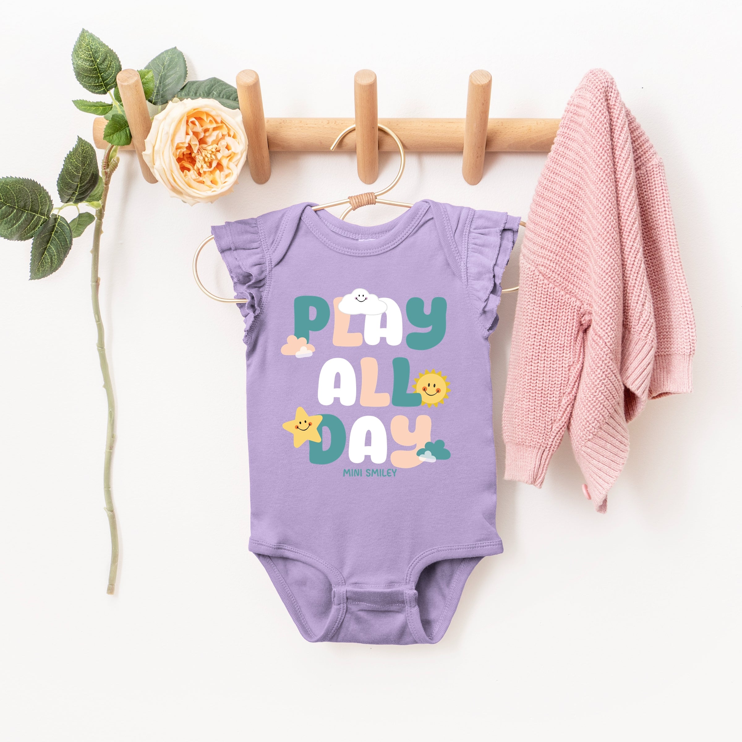 Mini Smiley Play All Day - Baby Flutter Sleeve Bodysuit