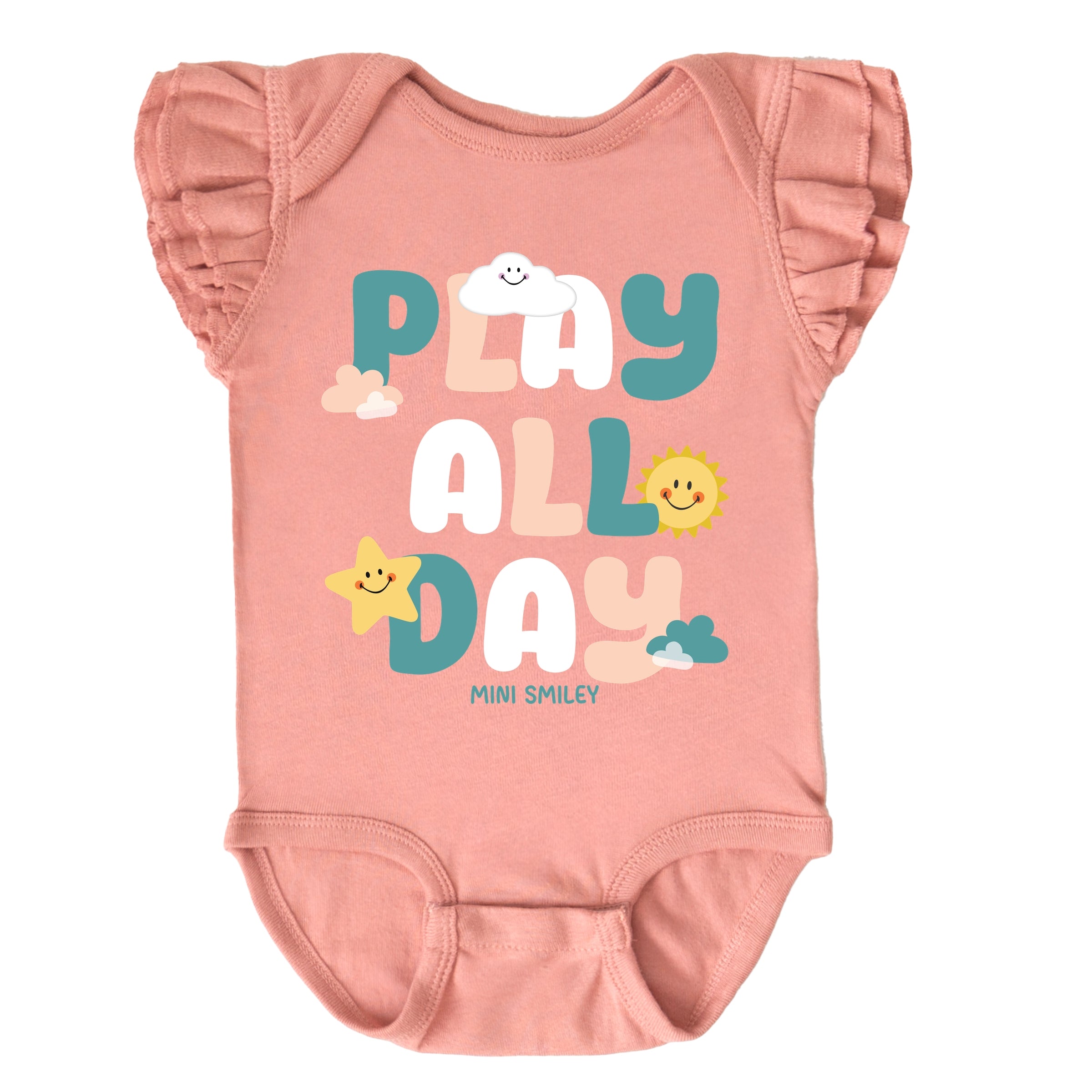 Mini Smiley Play All Day - Baby Flutter Sleeve Bodysuit