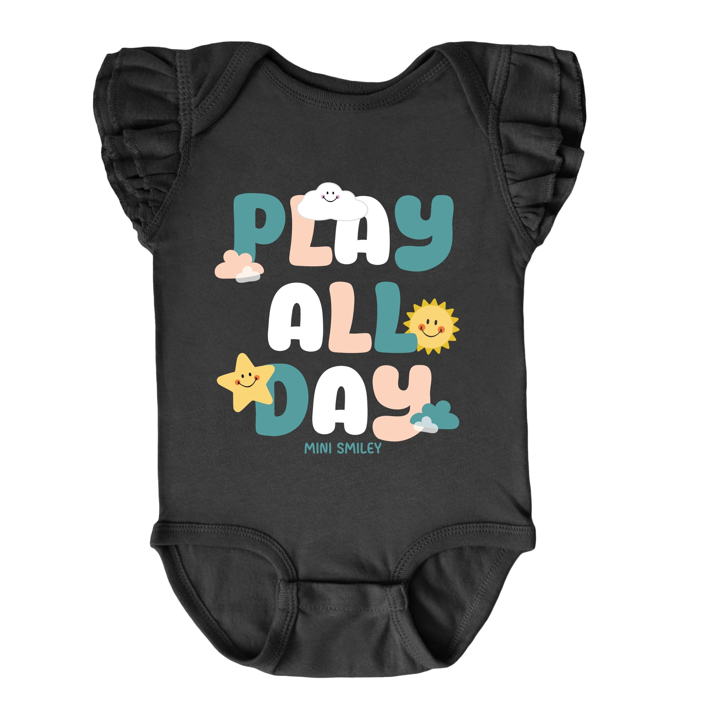 Mini Smiley Play All Day - Baby Flutter Sleeve Bodysuit