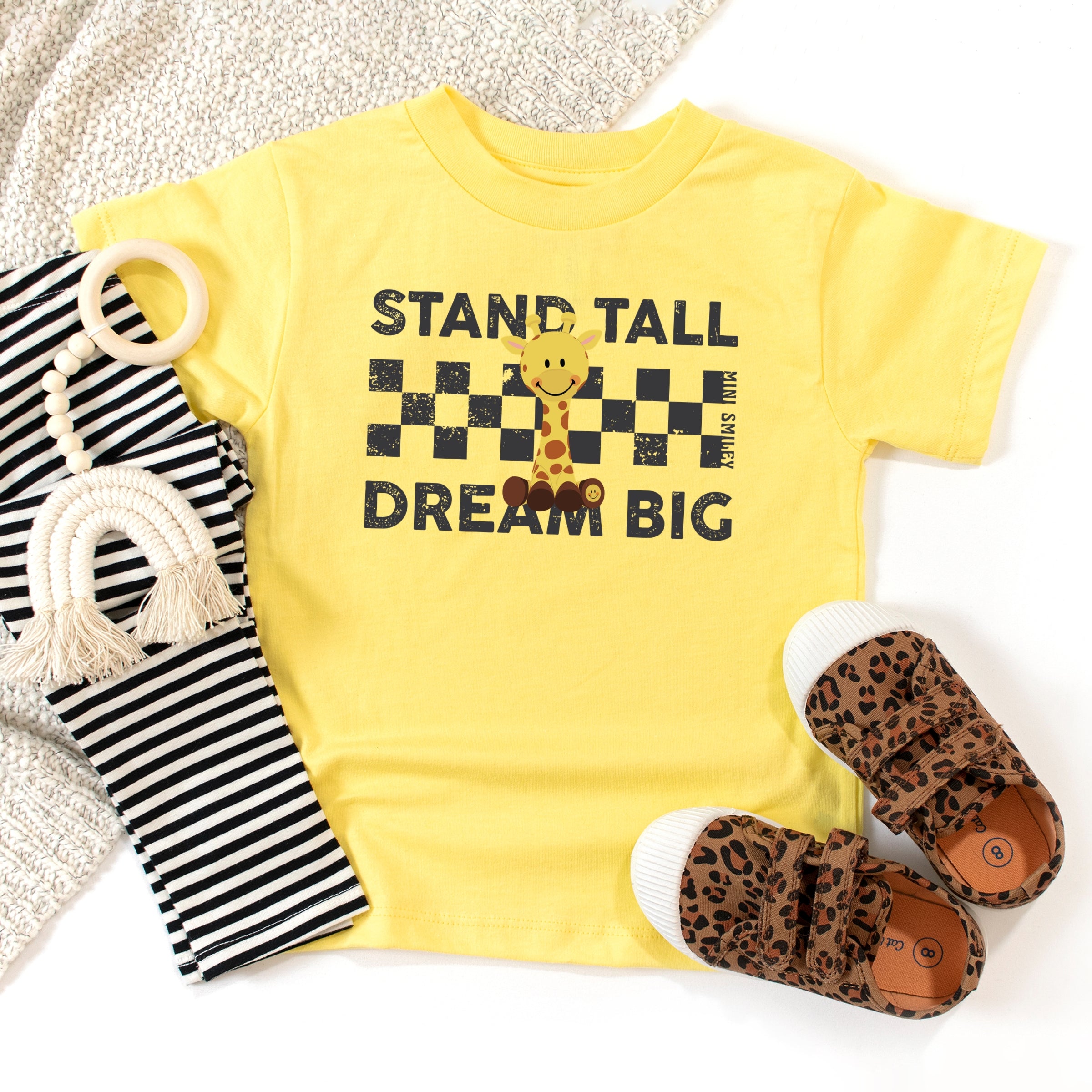 Mini Smiley Stand Tall Dream Big - Toddler Short Sleeve Graphic T-Shirt