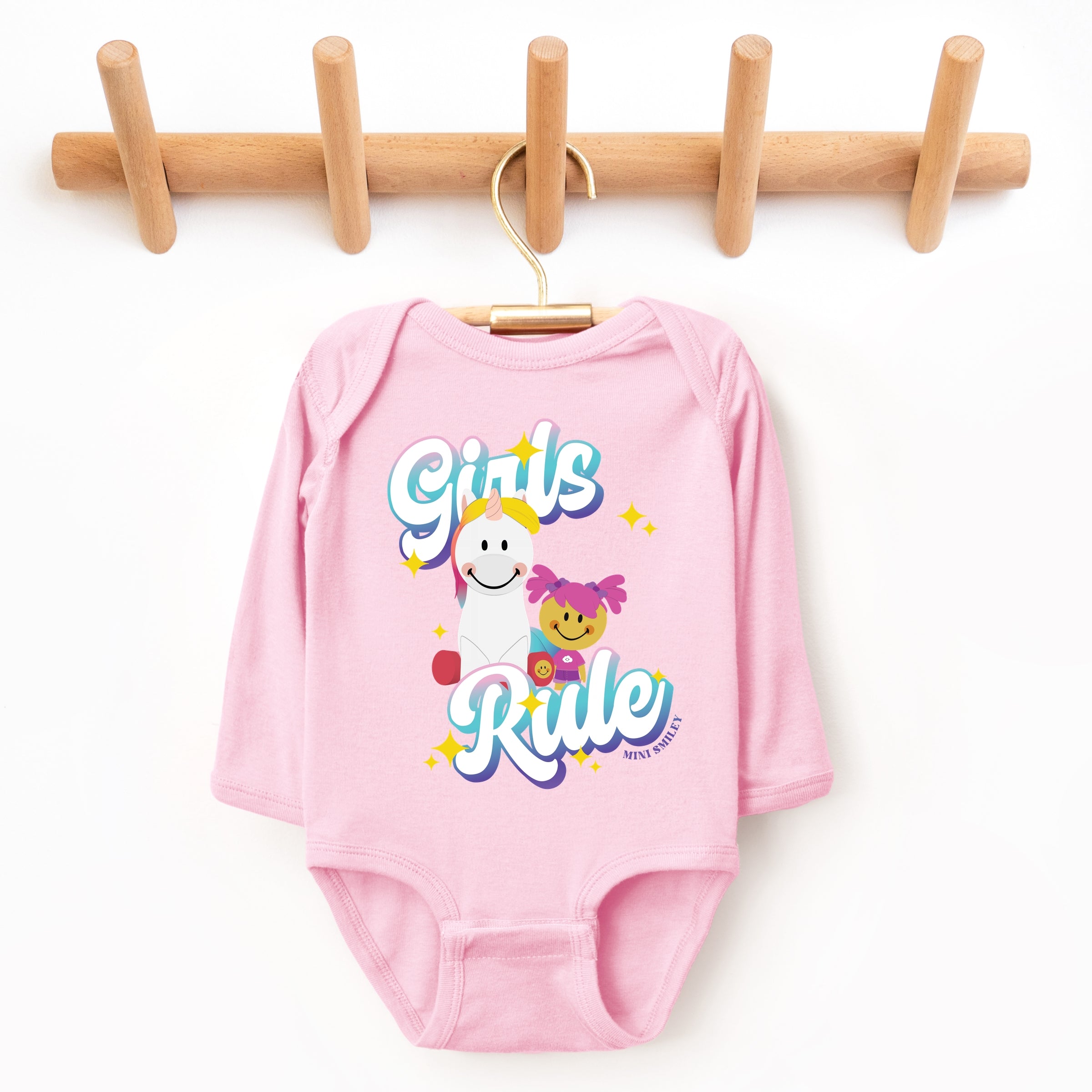 Mini Smiley Girls Rule - Baby Long Sleeve Bodysuit