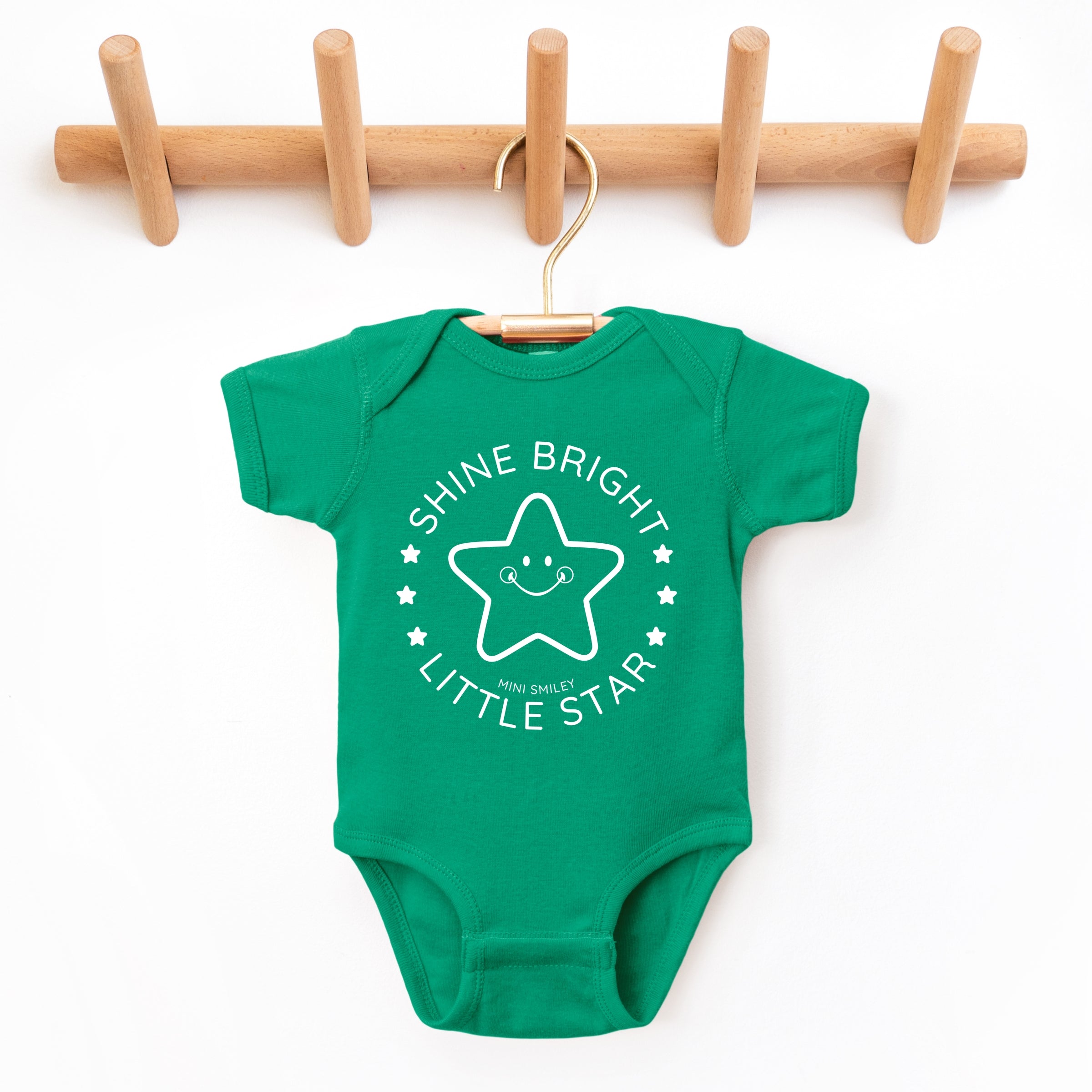 Mini Smiley Shine Bright Little Star - Baby Short Sleeve Graphic Bodysuit
