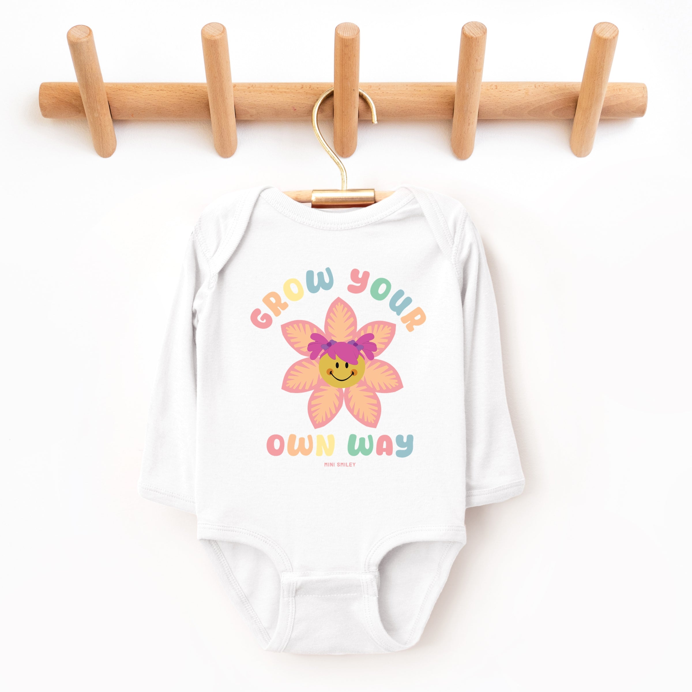 Mini Smiley Grow Your Own Way - Baby Long Sleeve Bodysuit