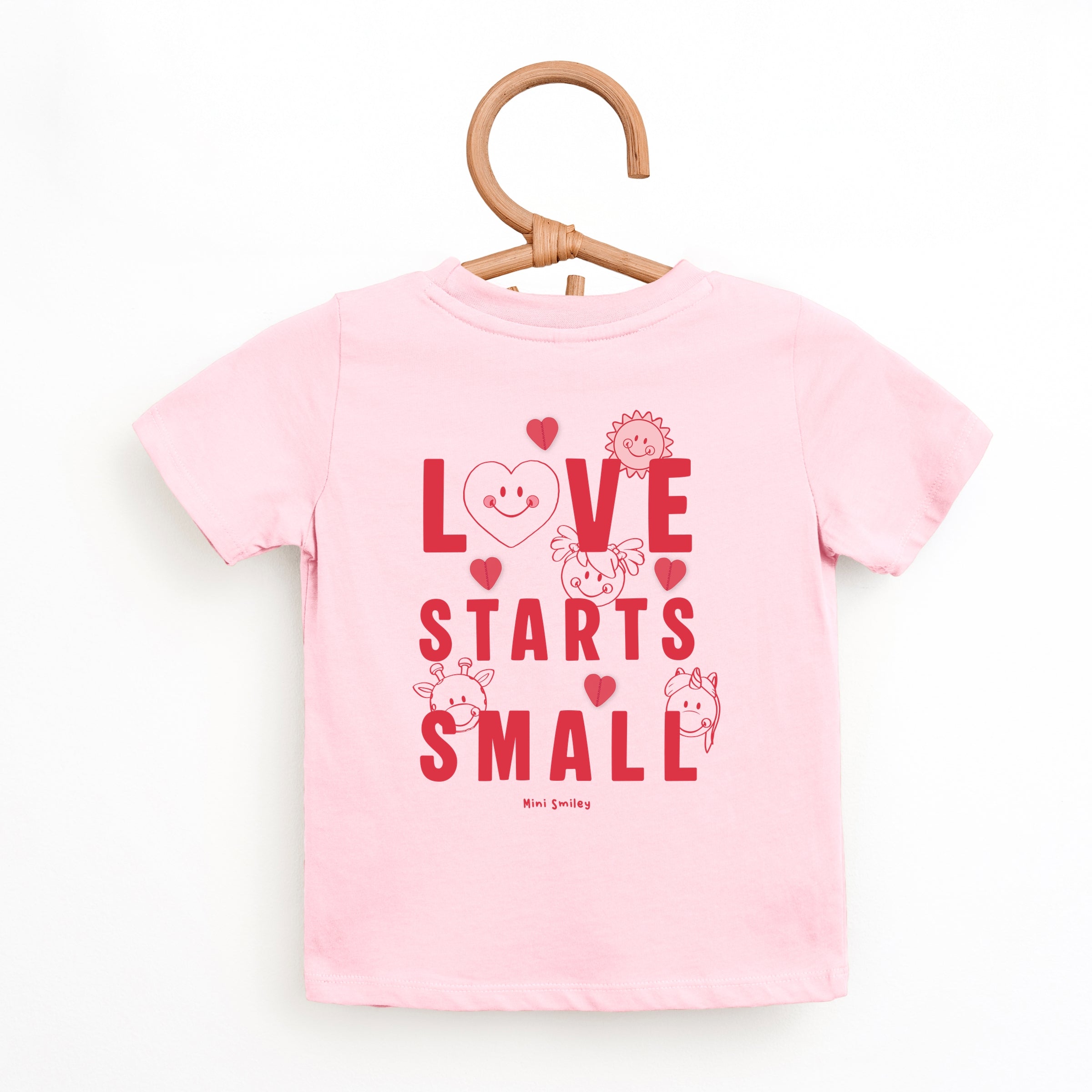 Mini Smiley Love Starts Small - Toddler Short Sleeve Graphic T-Shirt