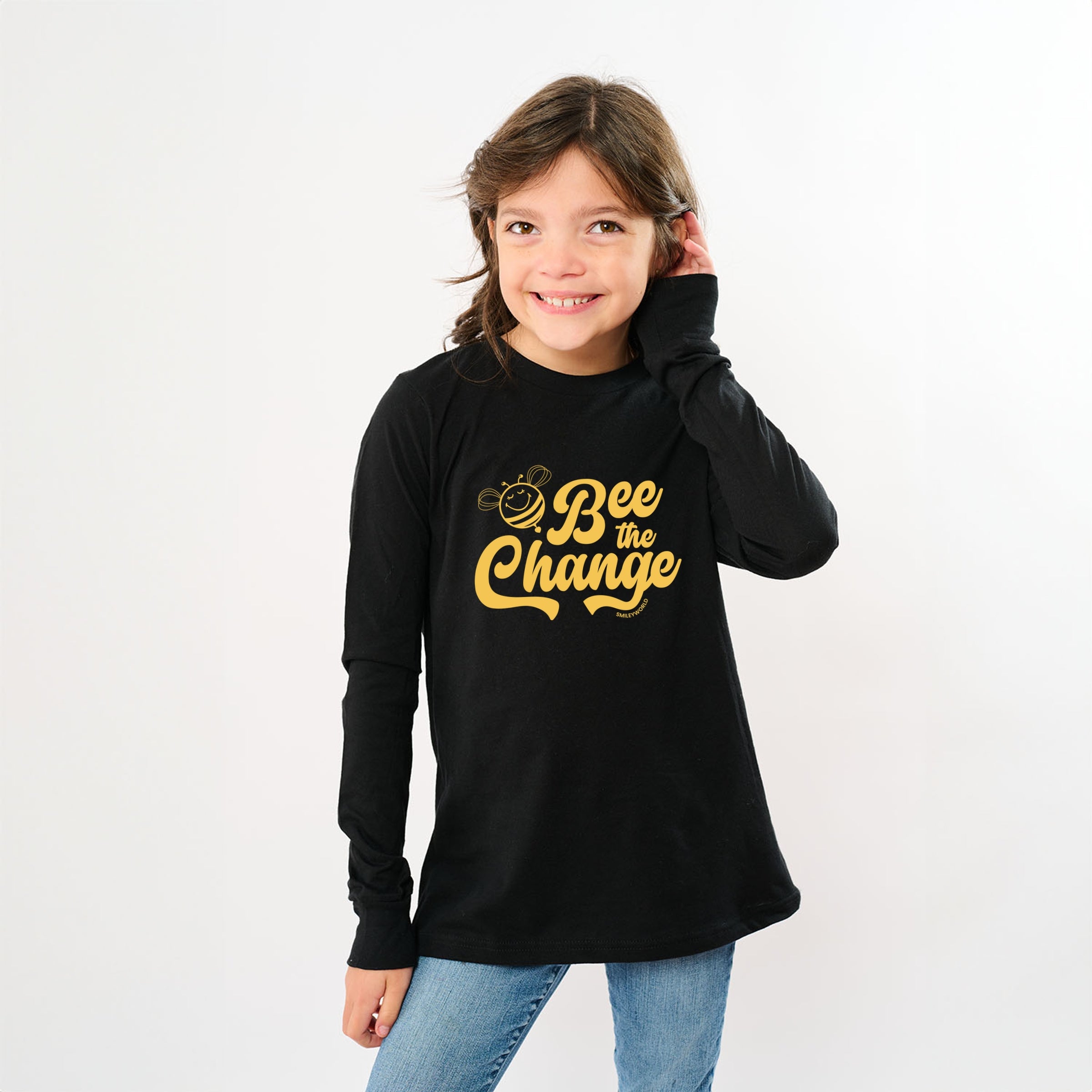 SmileyWorld Bee the Change - Youth Long Sleeve Graphic T-Shirt