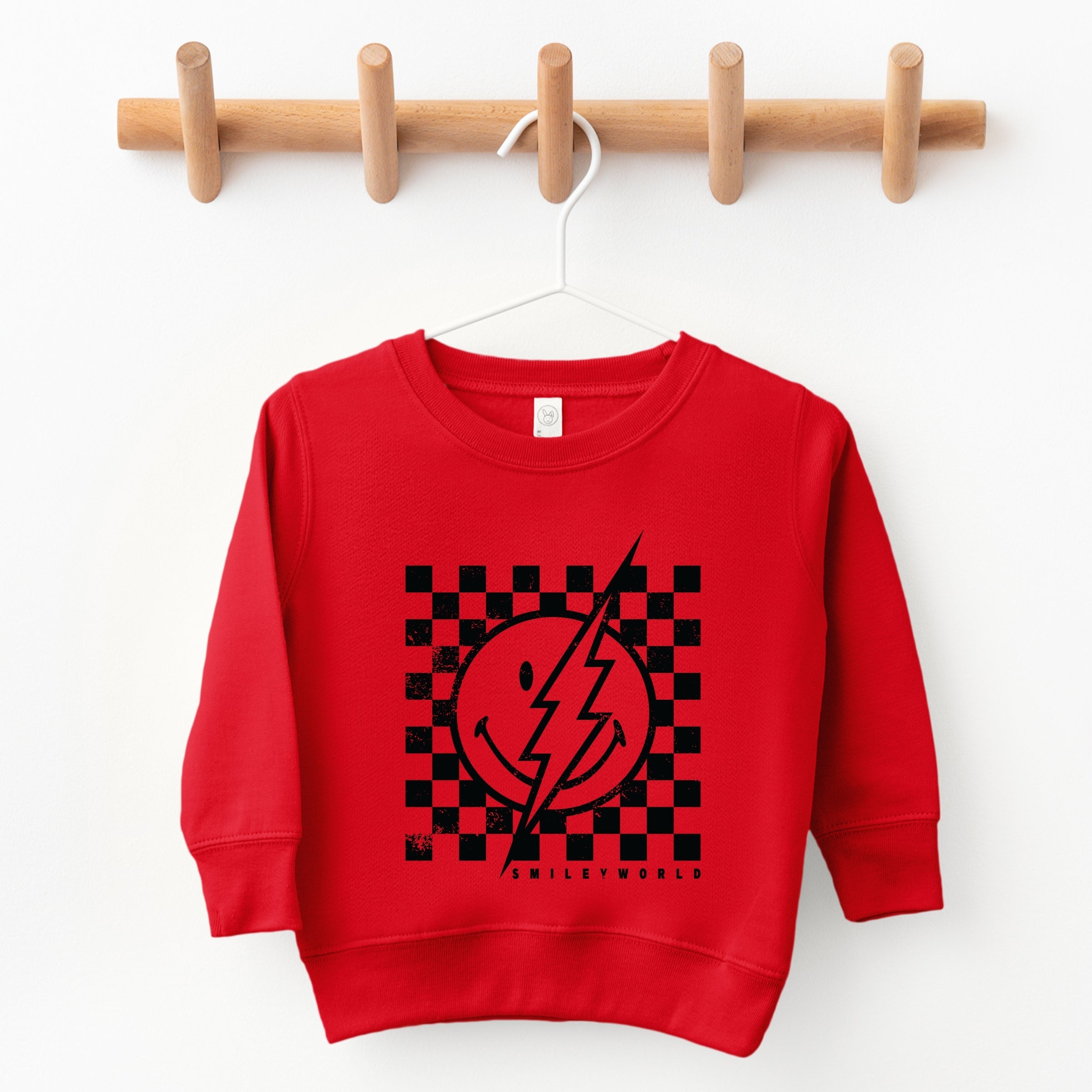 SmileyWorld Checkered Lightning Distressed - Toddler Graphic Sweatshirt
