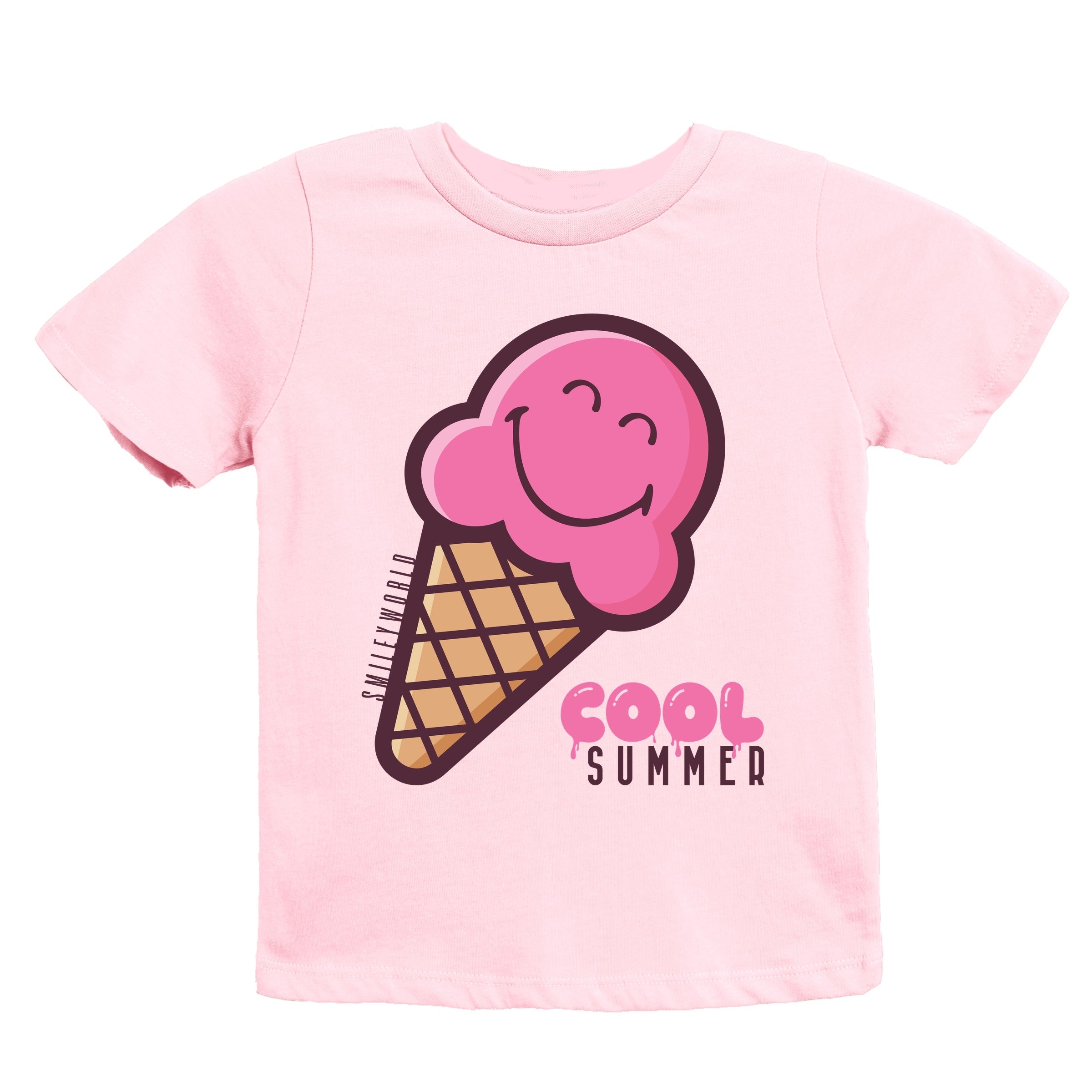 SmileyWorld Cool Summer Ice Cream Pink - Youth Short Sleeve Graphic T-Shirt