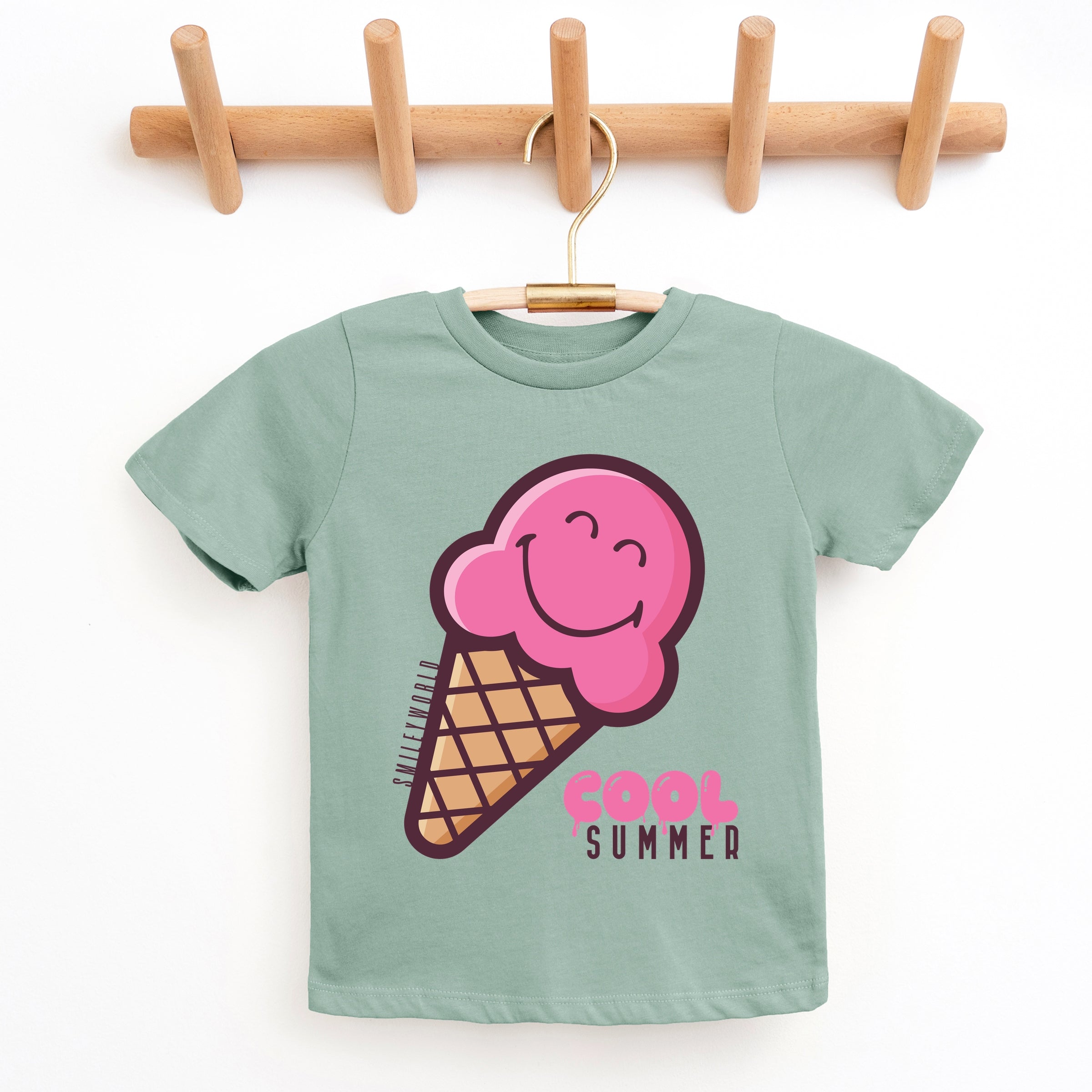 SmileyWorld Cool Summer Ice Cream Pink - Youth Short Sleeve Graphic T-Shirt
