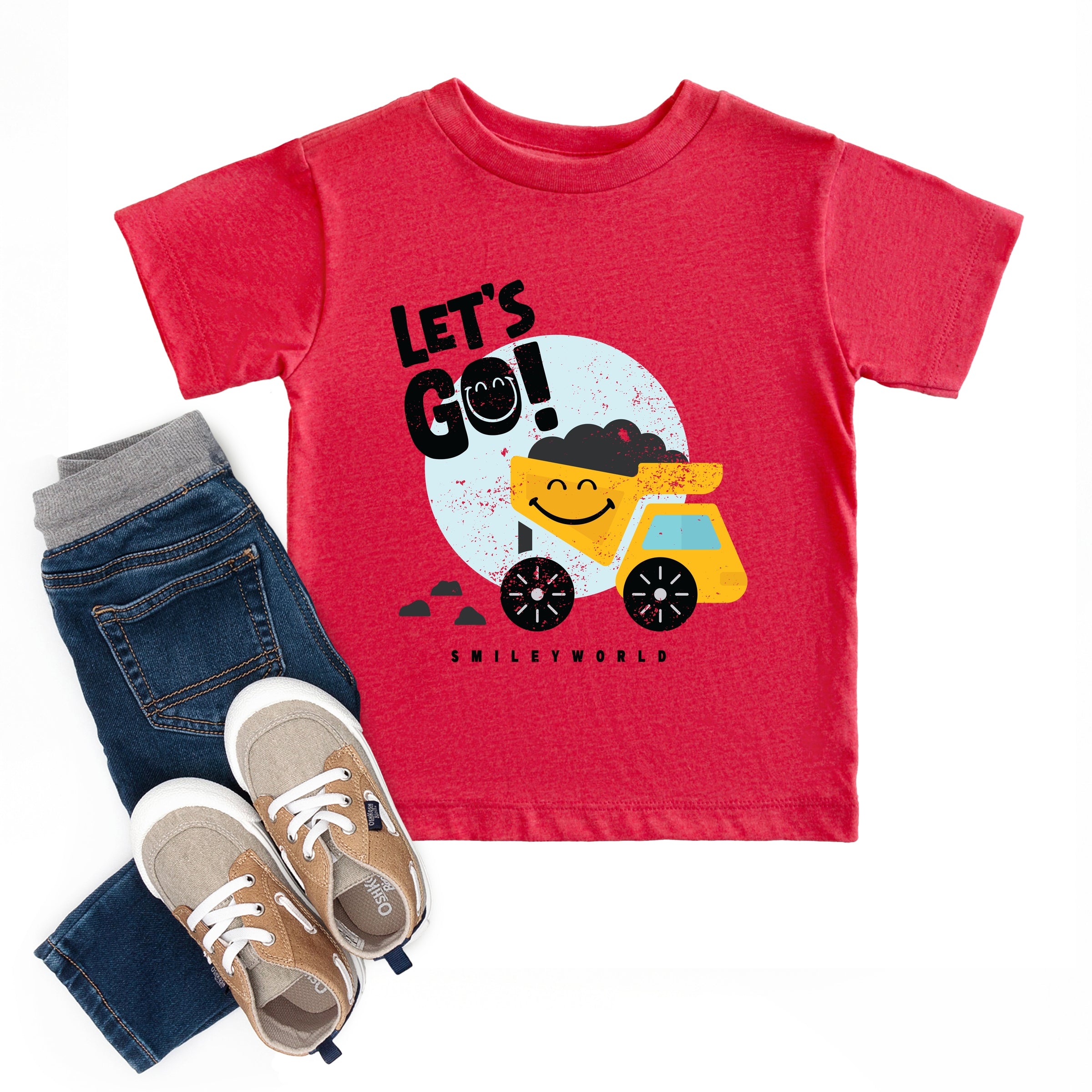 SmileyWorld Let's Go Dump Truck - Toddler Short Sleeve Graphic T-Shirt