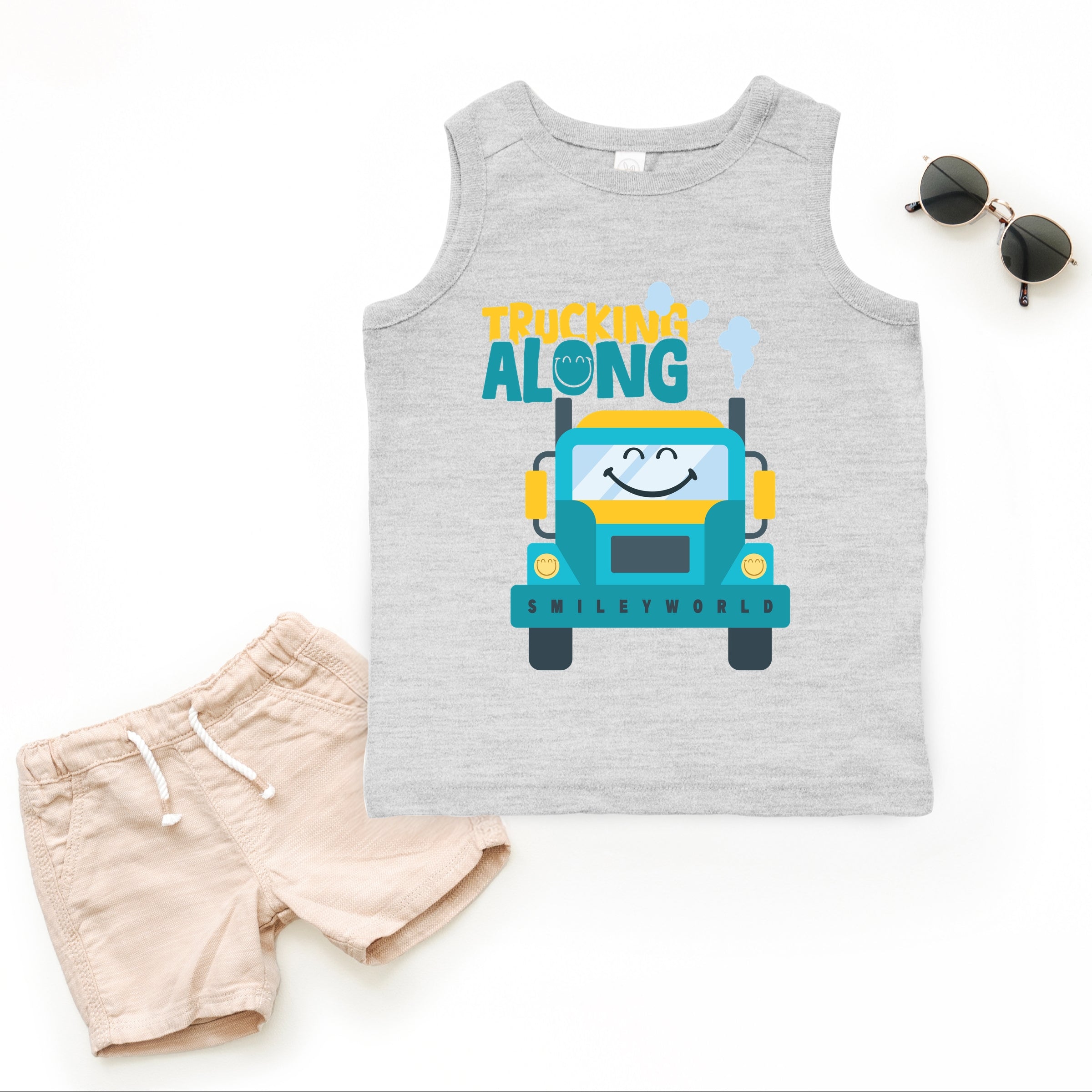 SmileyWorld Trucking Along - Toddler Graphic Tank