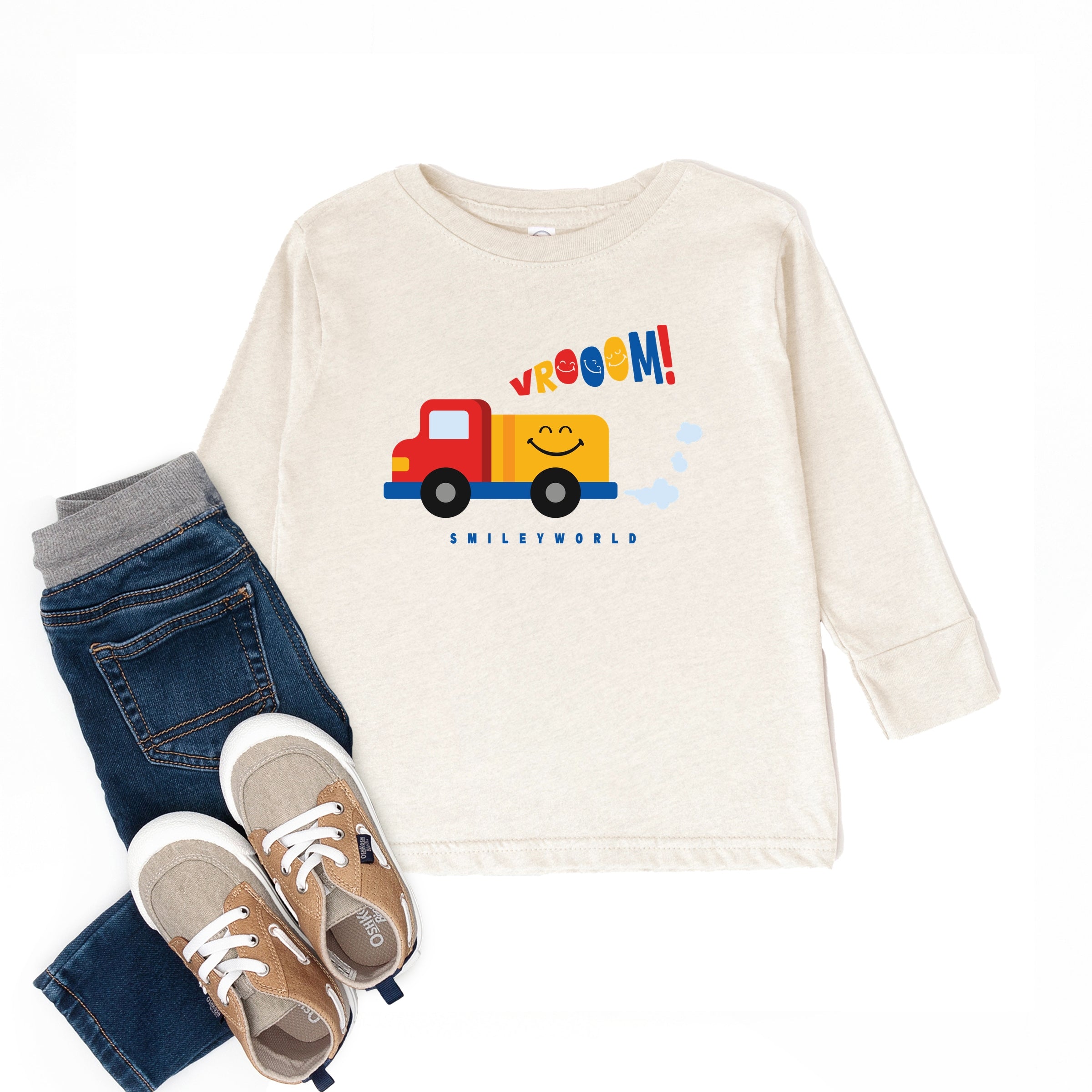 SmileyWorld Vrooom Truck - Toddler Long Sleeve Graphic Tee