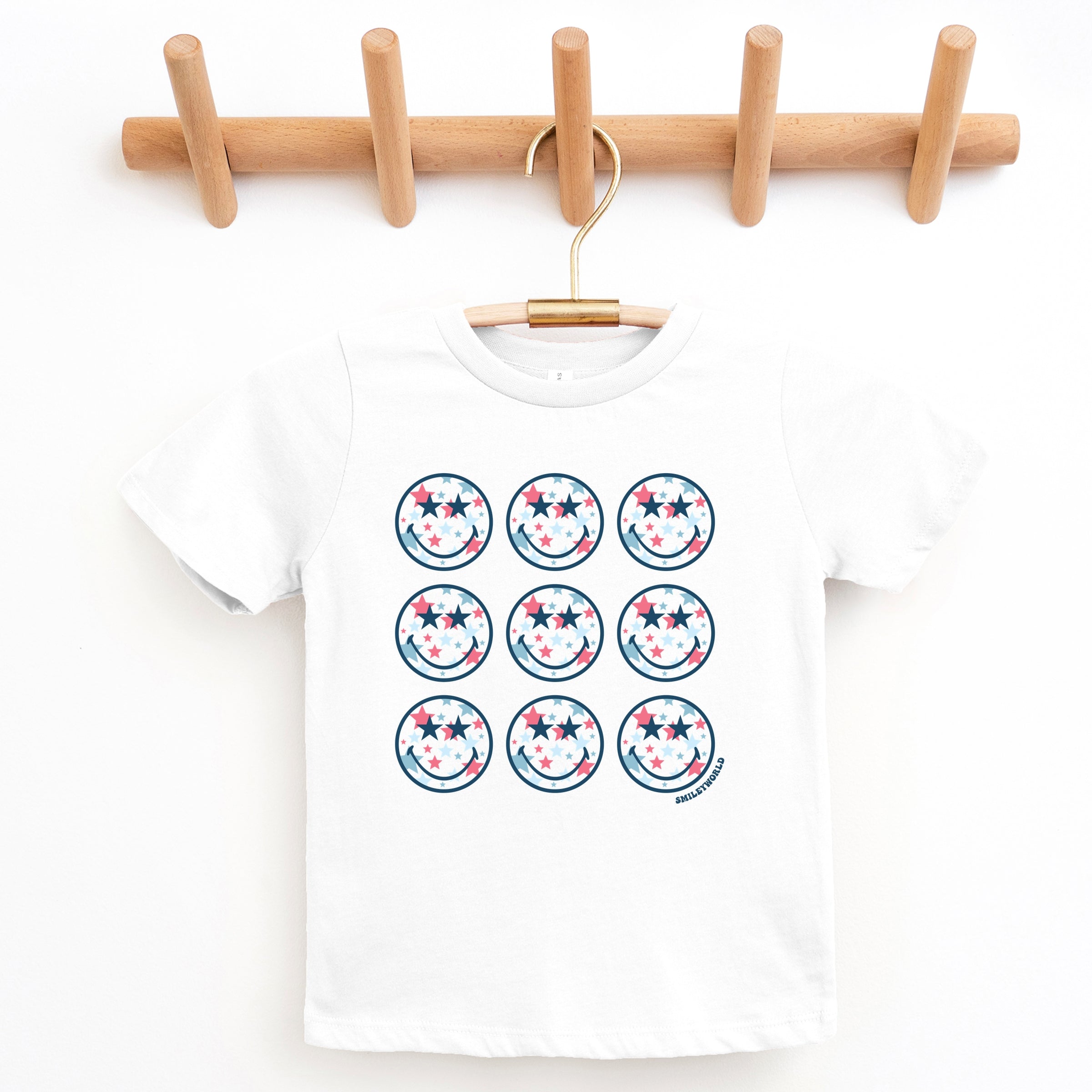SmileyWorld Patriotic Stars Stacked - Youth Short Sleeve Graphic T-Shirt