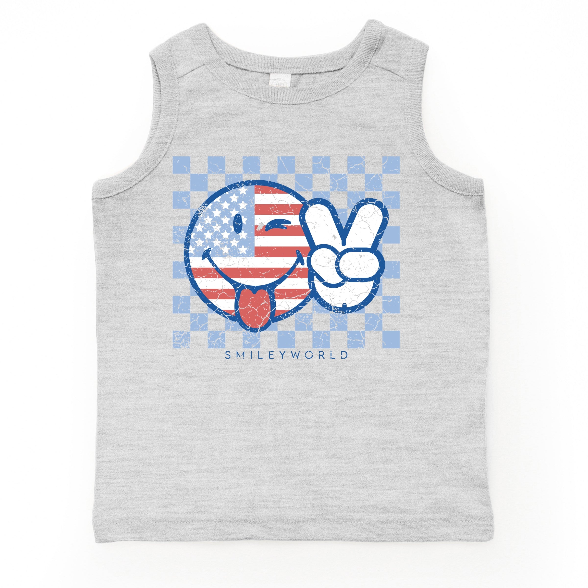 SmileyWorld Patriotic Checkered Peace - Toddler Graphic Tank